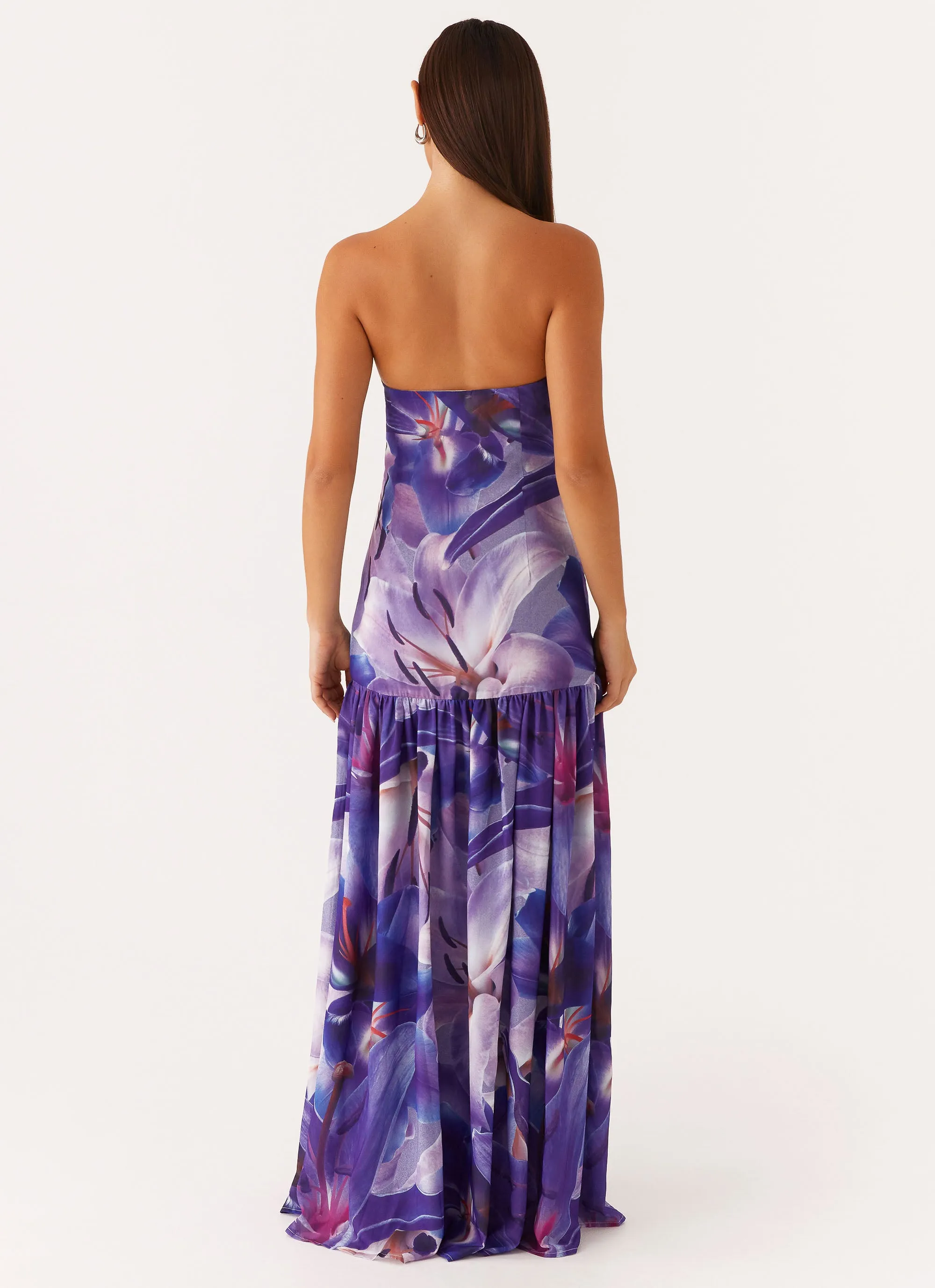 Eden Strapless Maxi Dress - Purple White Lilly Street Elegance