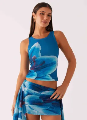 FlexibleCuffs TemperatureRegulating Material Edera Tank - Turquoise Floral