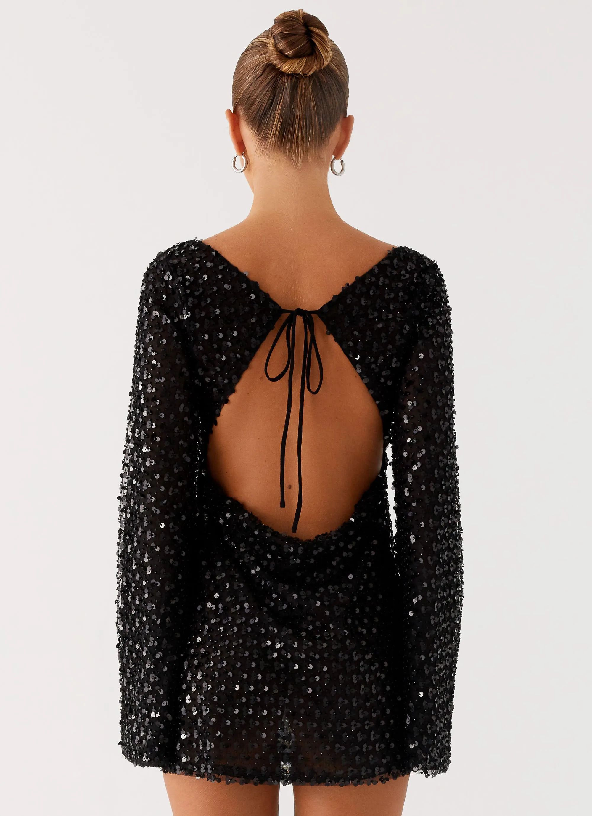 Edessa Sequin Mini Dress - Black Adjustable Fit Natural Mood