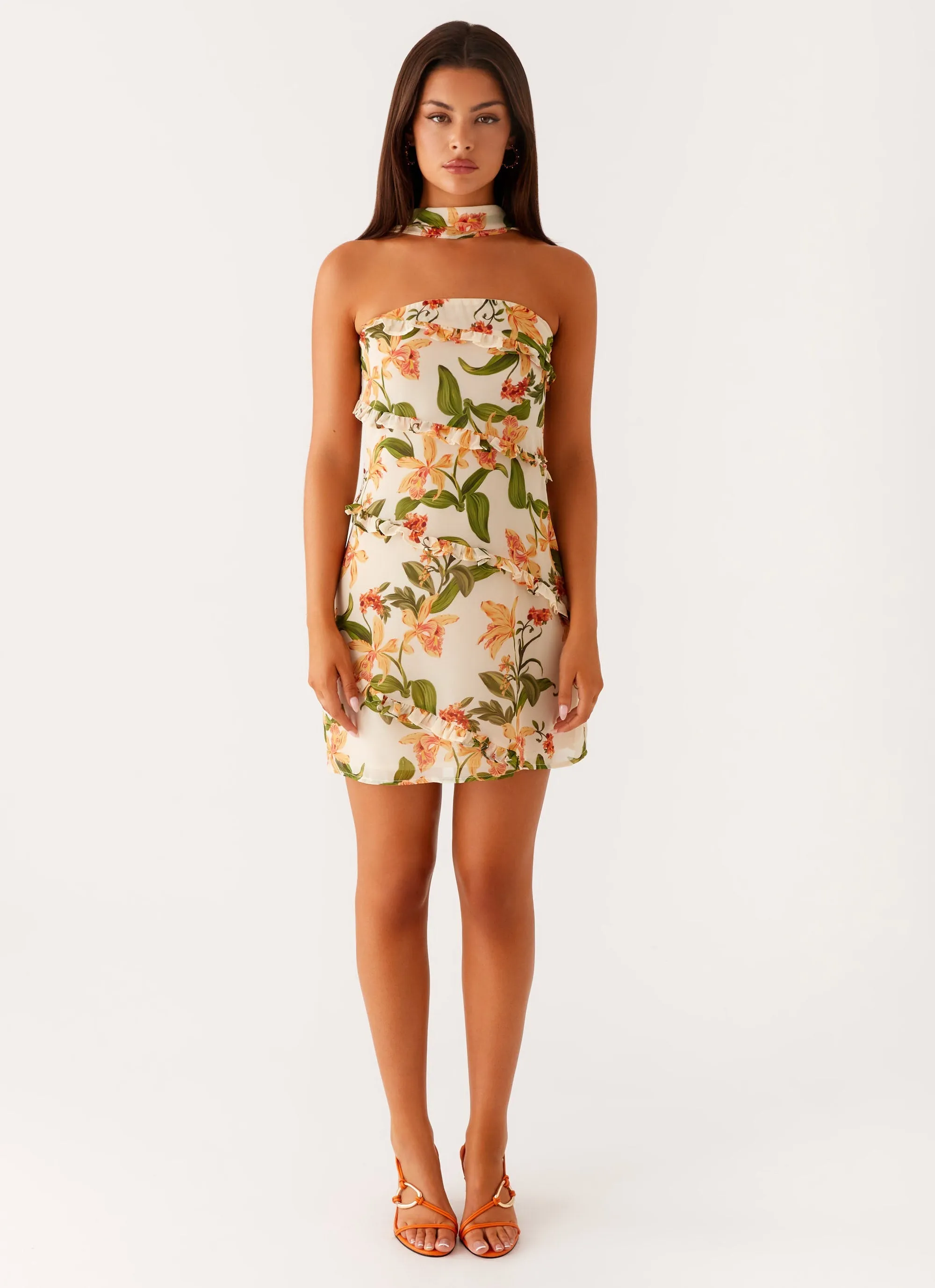 Edwina Strapless Mini Dress - Floral Print Minimalist fashion