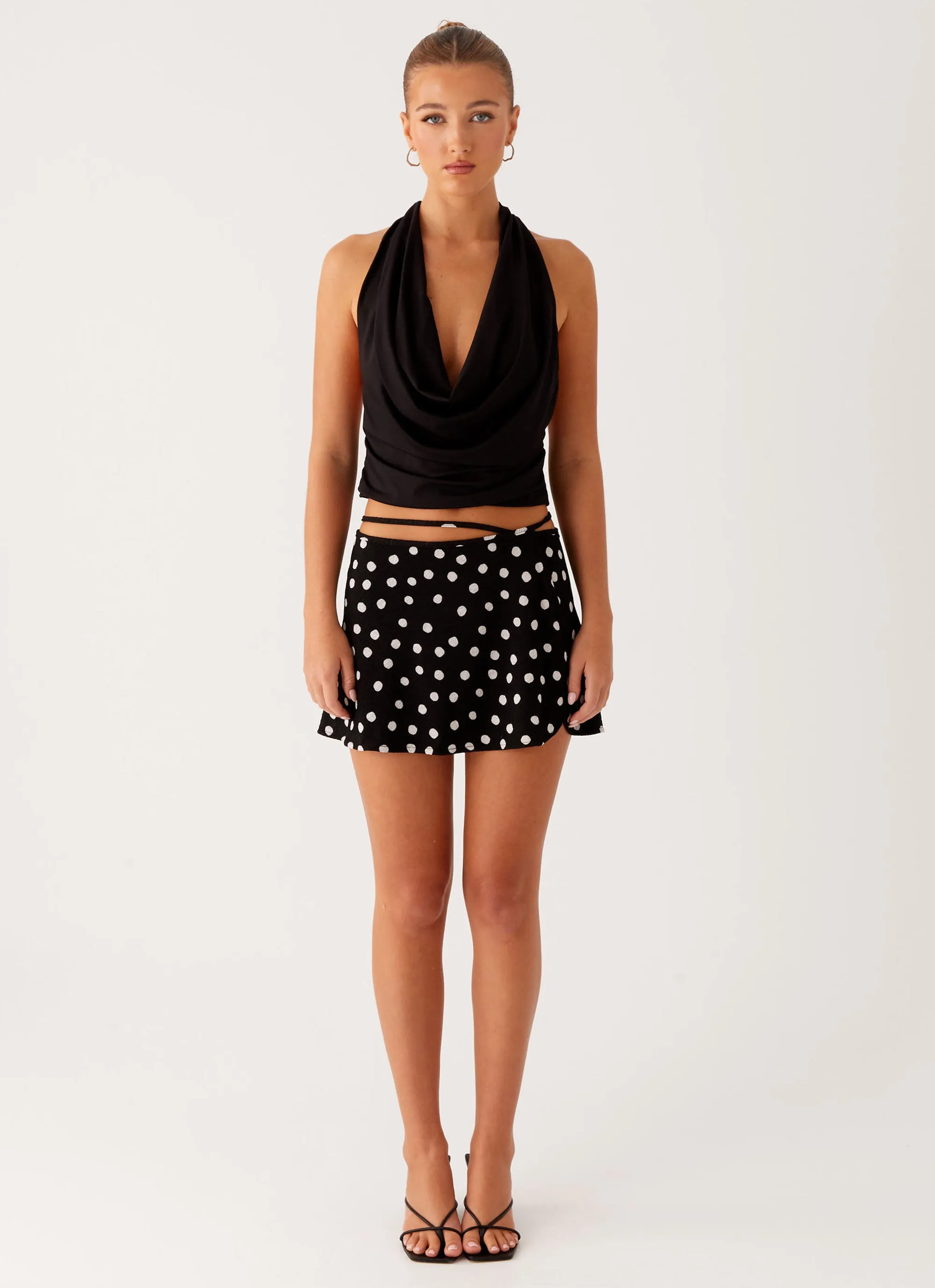 Outdoor Outfit Polished Look Walker Mini Skirt - Black Polka Dot