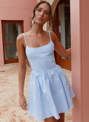 Tesoro Mio Mini Dress - Baby Blue Ventilated Slits Adjustable Waistband