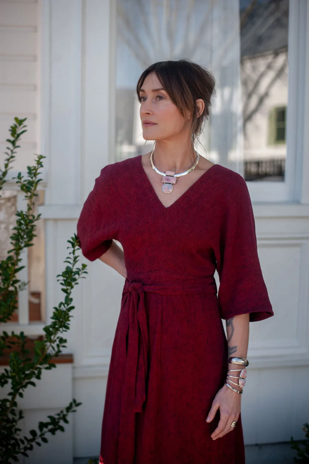 Diana Dress in Ruby Checker Durable-Fabric Insulating-Lining