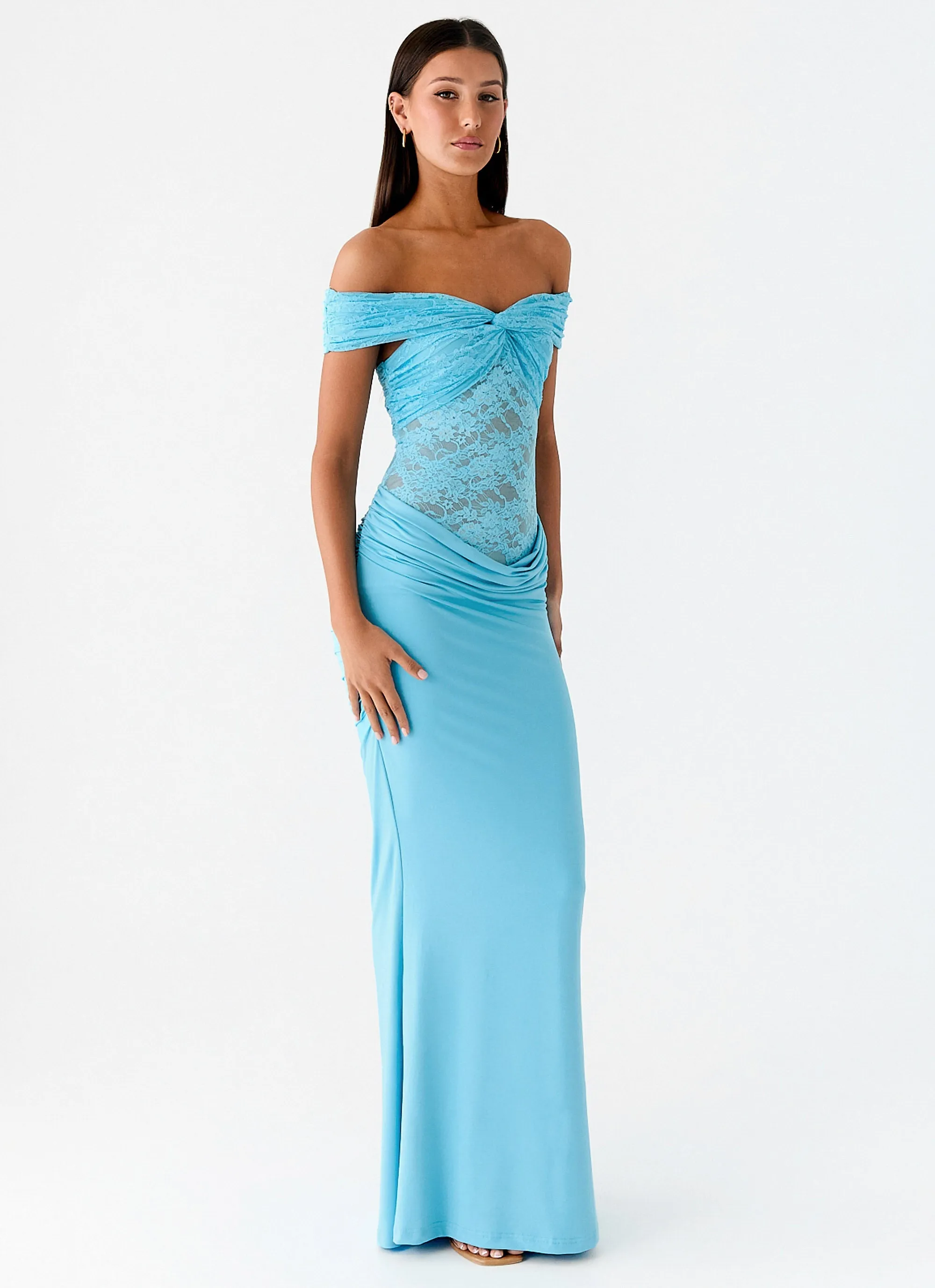 Either Way Maxi Dress - Turquoise Blue Simple Elegance Lightweight Fabric