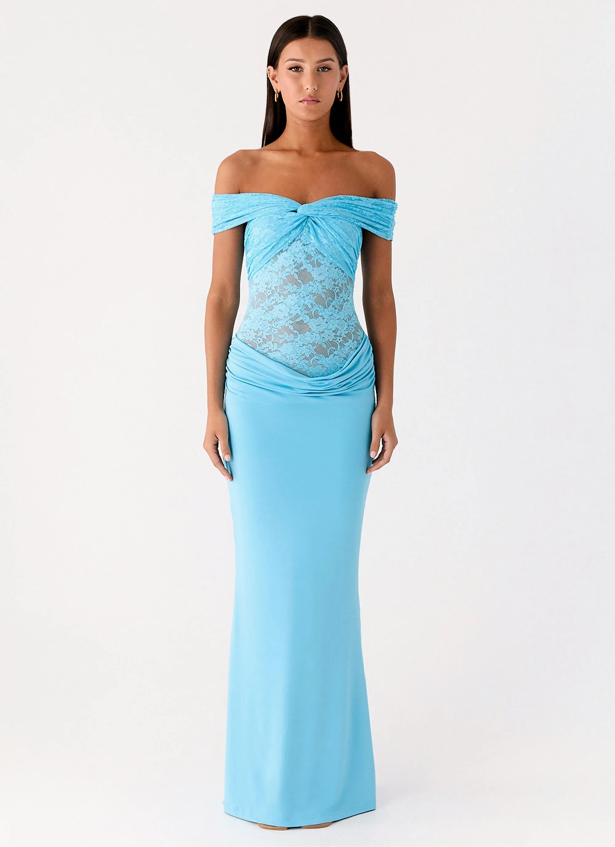 Either Way Maxi Dress - Turquoise Blue Soft Mesh