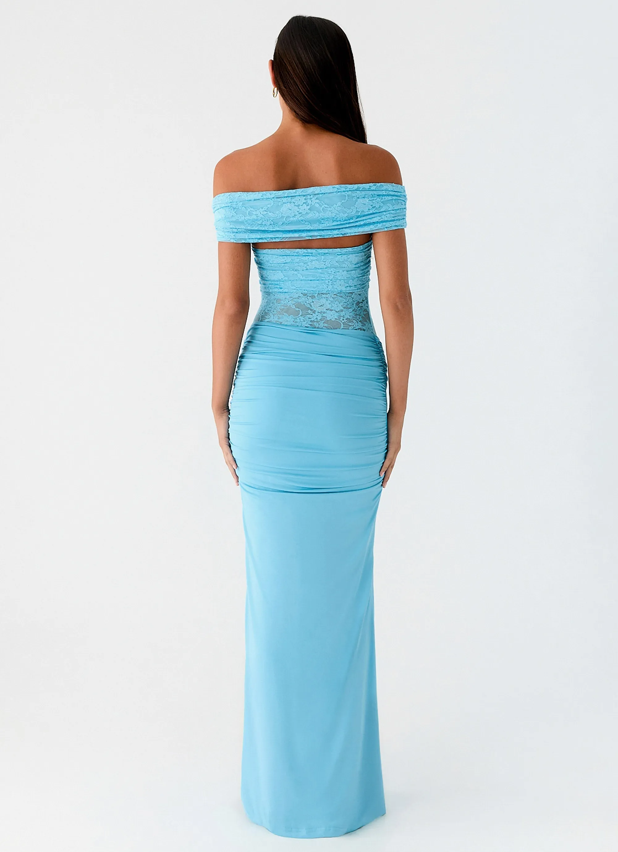 Lace-Edge Either Way Maxi Dress - Turquoise Blue