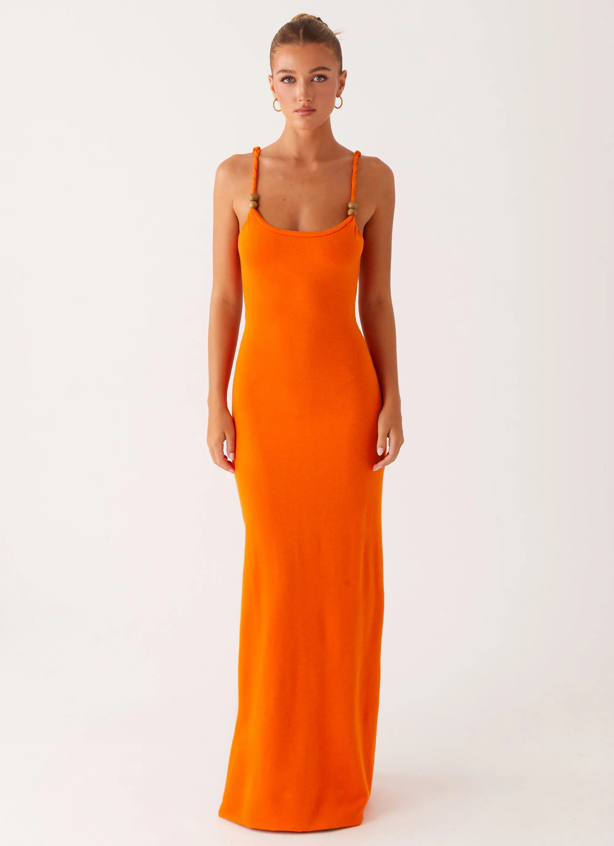 Glam Feel Elaina Knit Maxi Dress - Orange