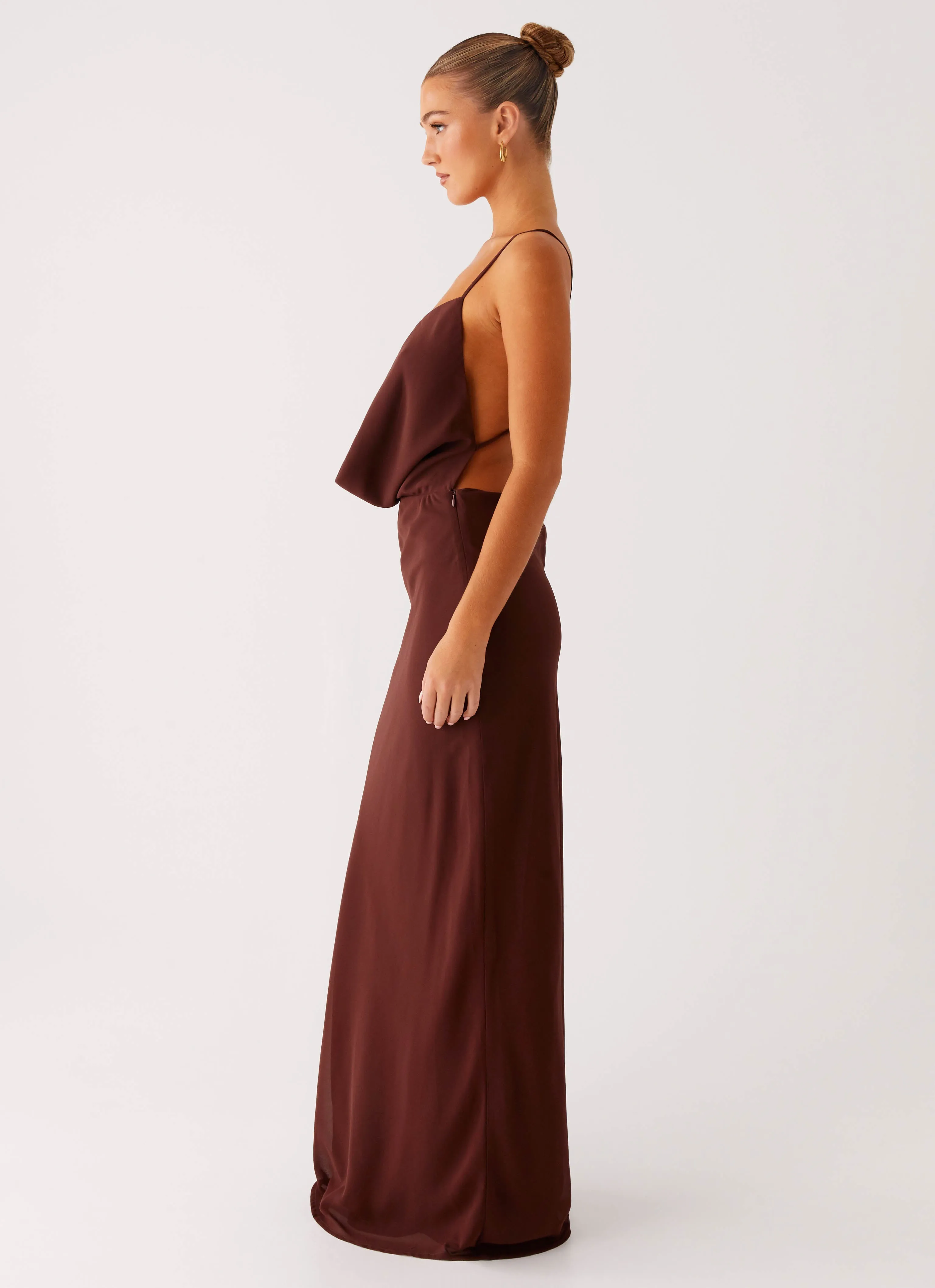 Workwear Comfort Elation Cowl Neck Maxi Dress - Chocolate