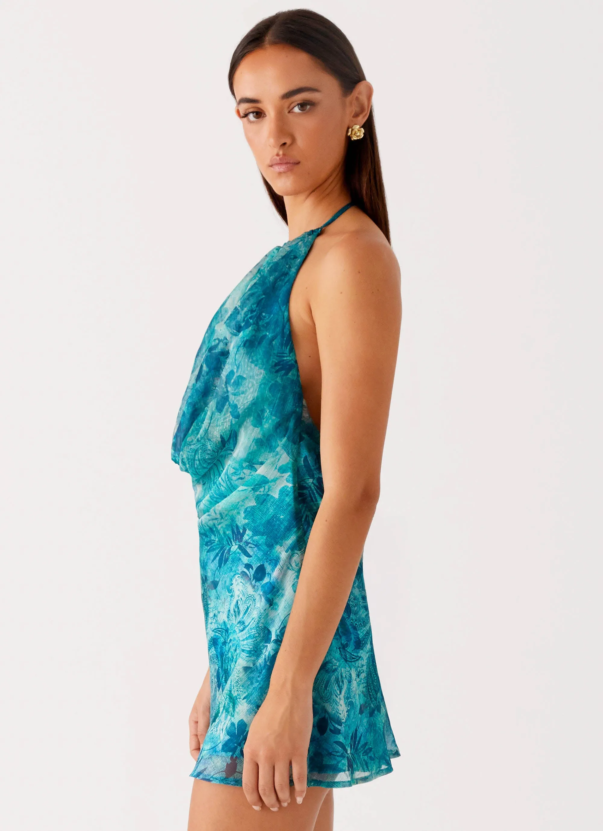 Light Drape Ele Mini Dress - Teal