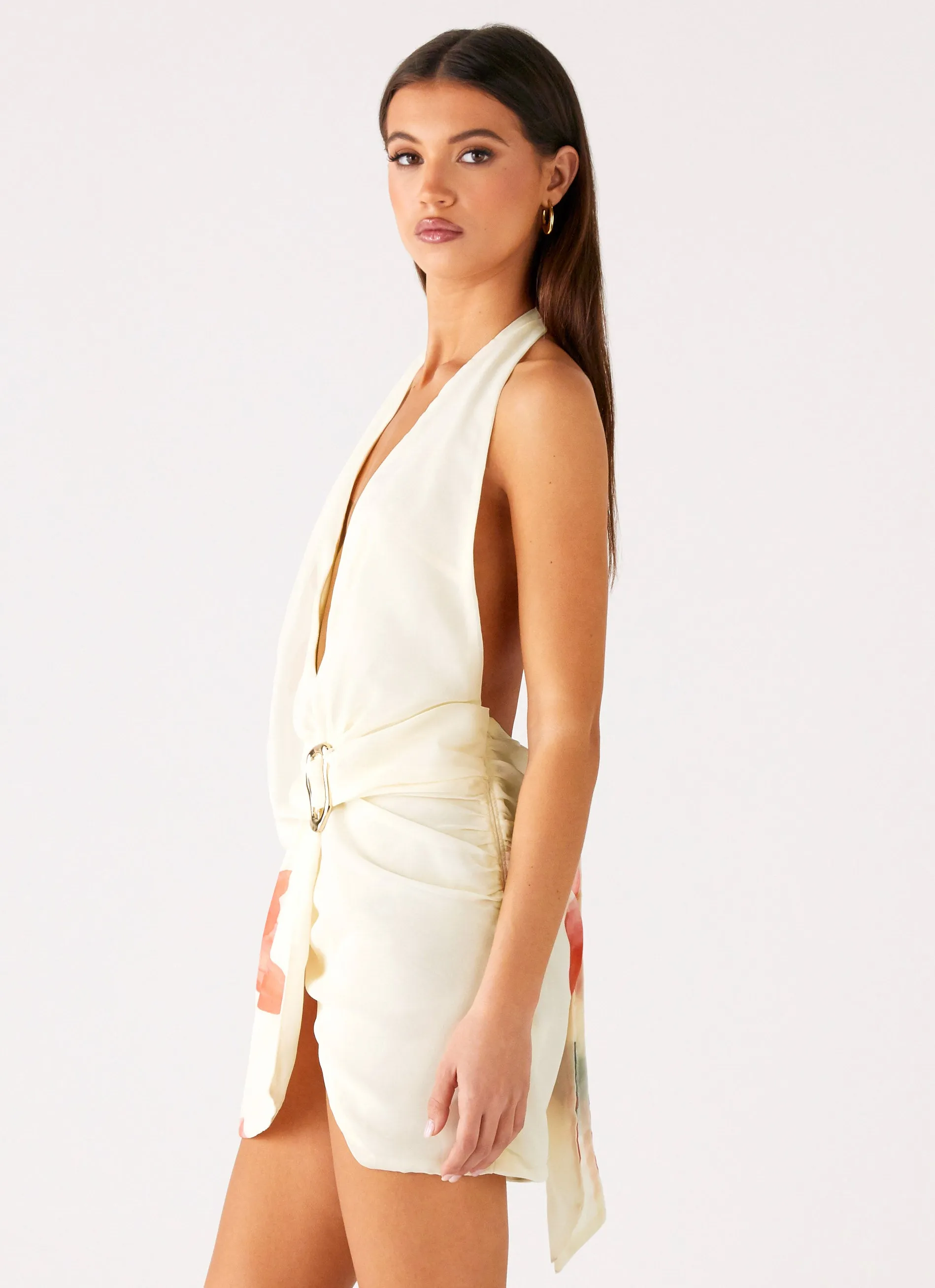 Relaxing Style Feminine Fit Eleanora Plunge Mini Dress - Siena Floral