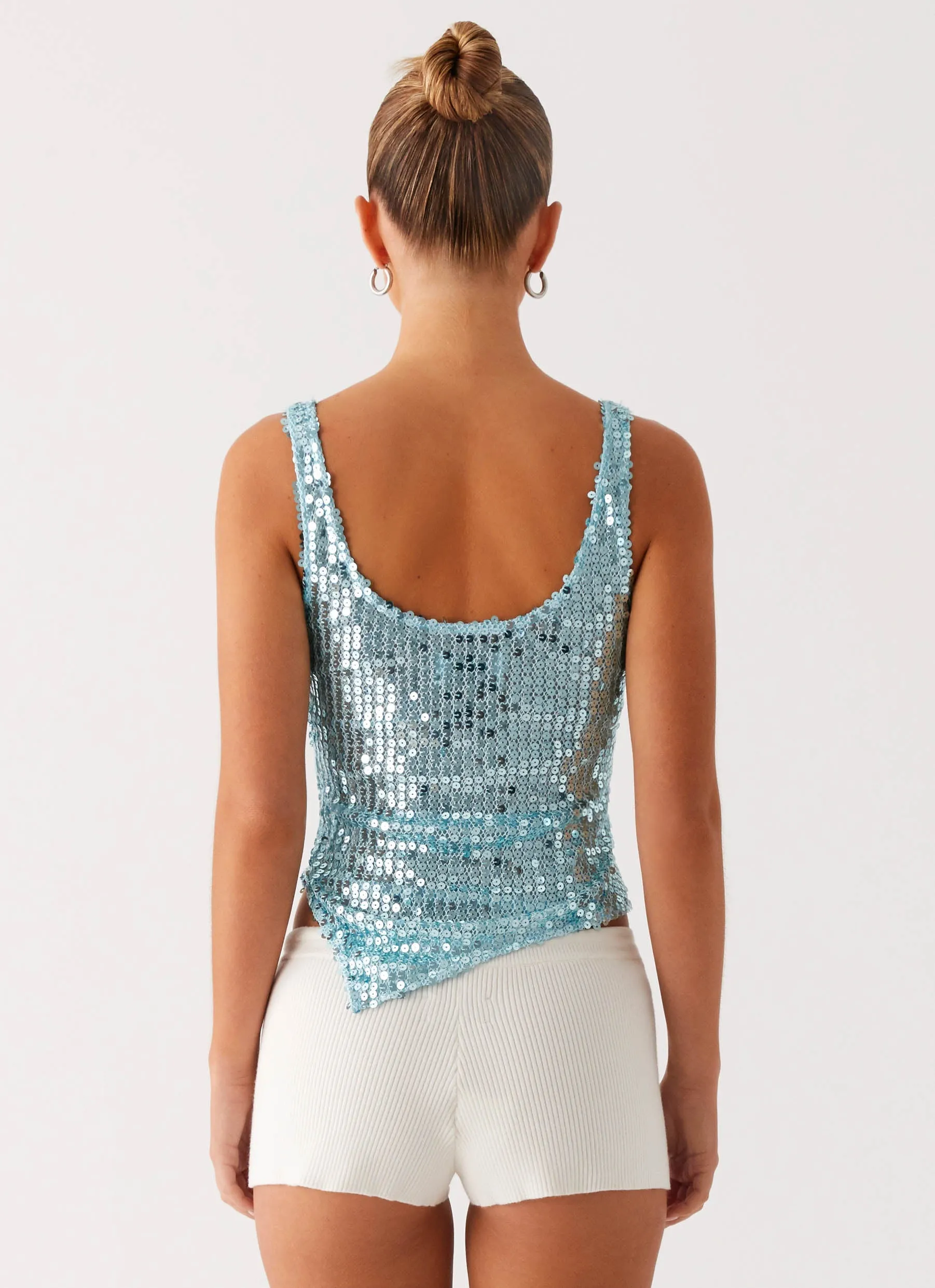 Electra Sequin Tank - Turquoise Flex Fit Shoulder Construction