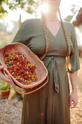 Diana Dress in Olive Green Challis Fashionable Look Bold Cut