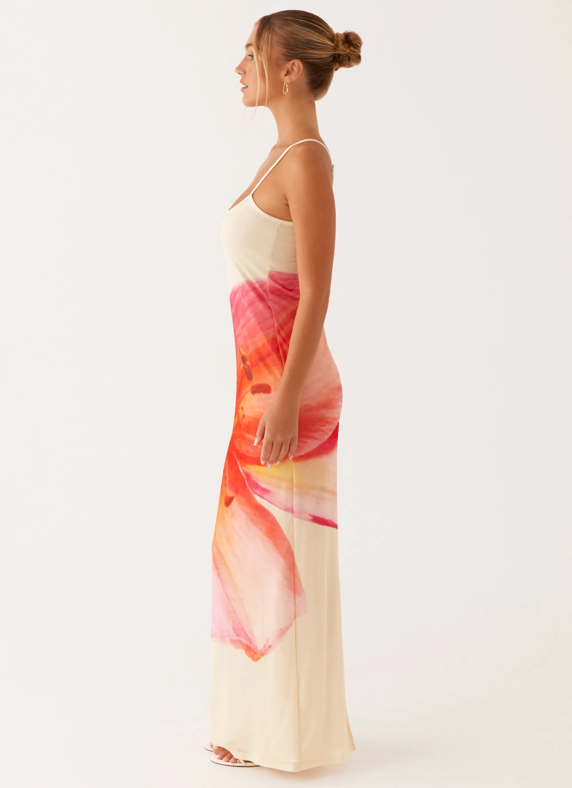 Bad News Mesh Maxi Dress - Yellow Floral LightweightMaterial All-Purpose Comfort