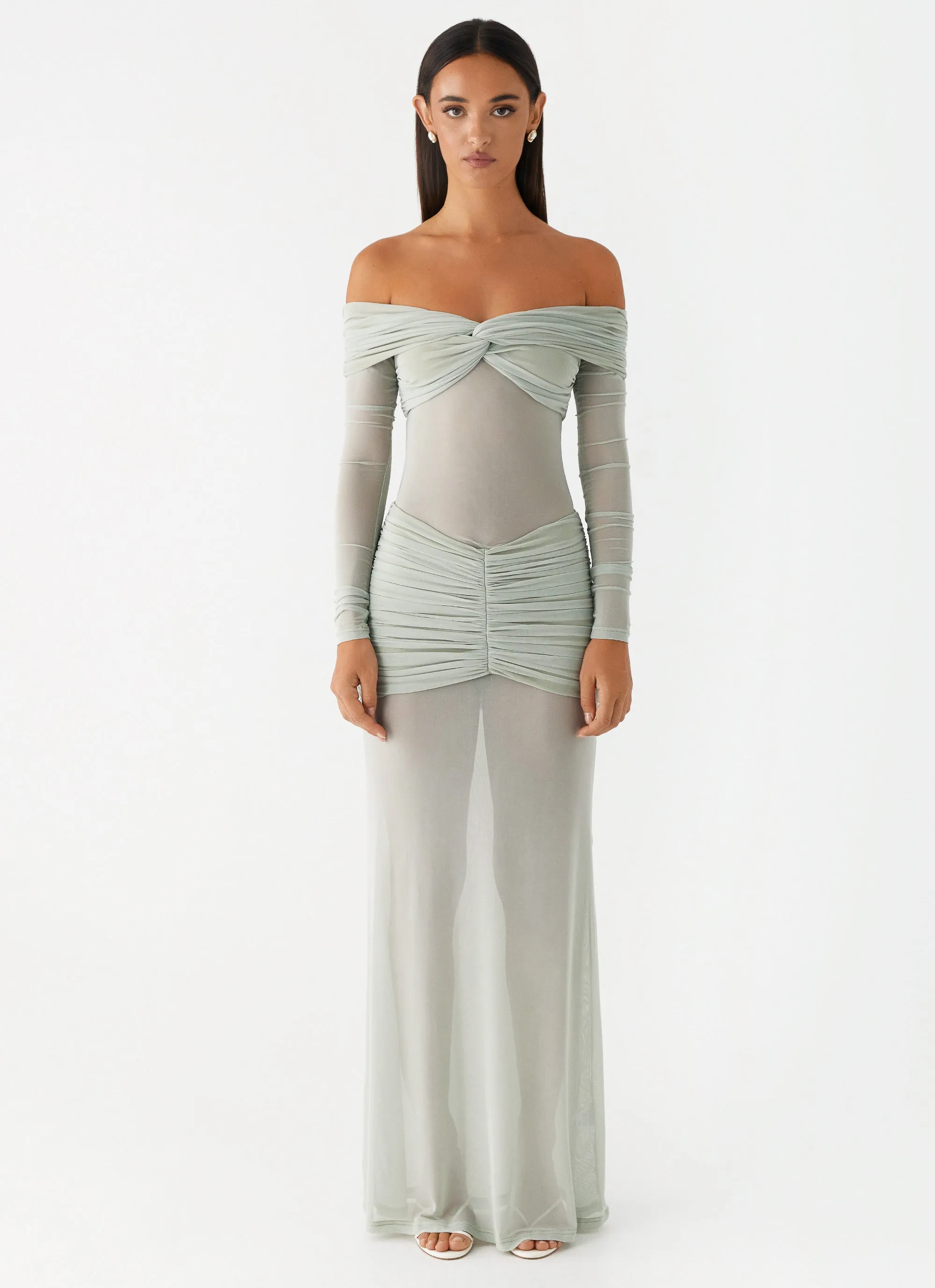 DeepPocketStyle Pearl-Detail Mercy Maxi Dress - Sage