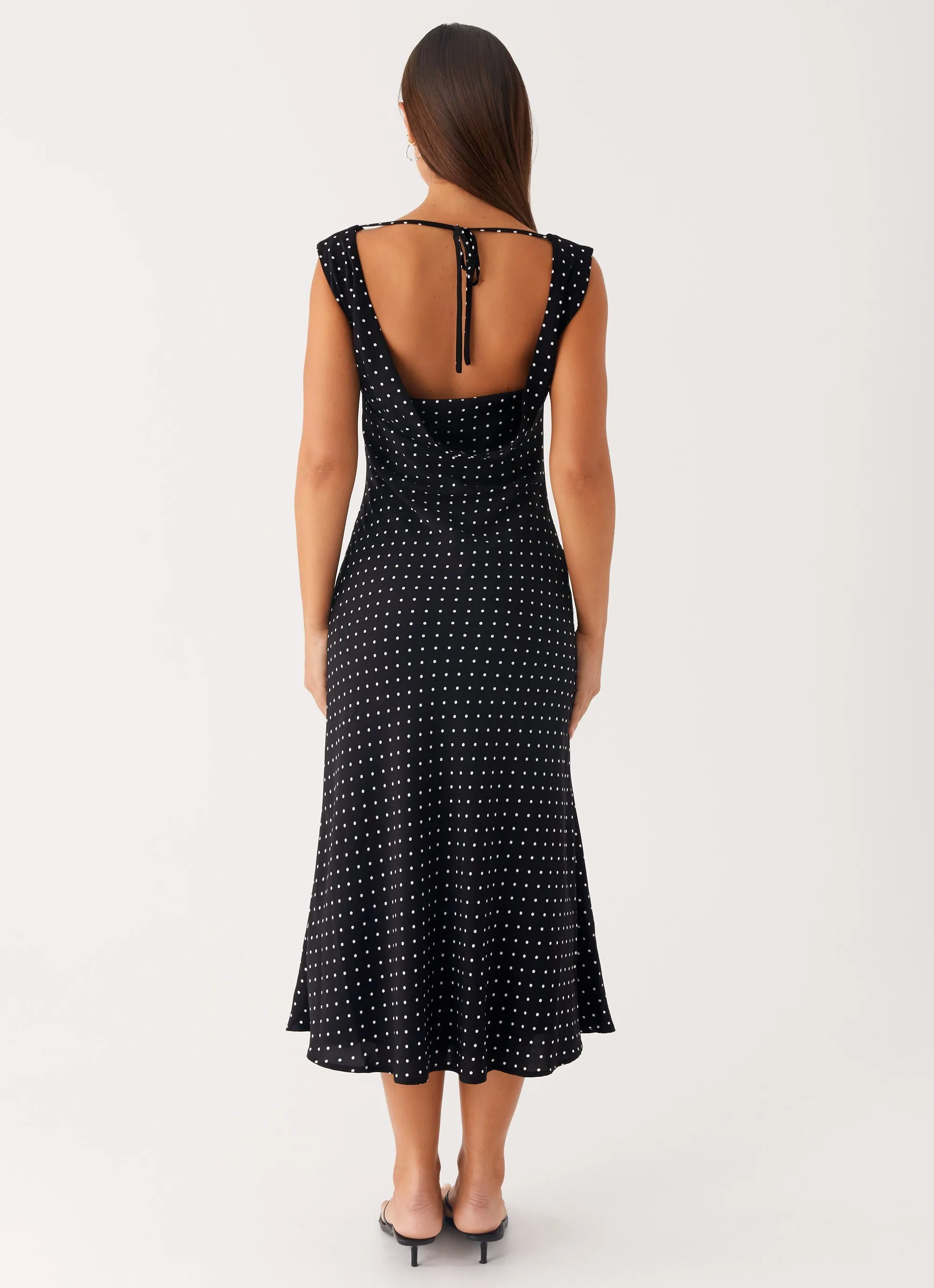 Role Model Maxi Dress - Black Polka Dot Fitted Base Perfect Style
