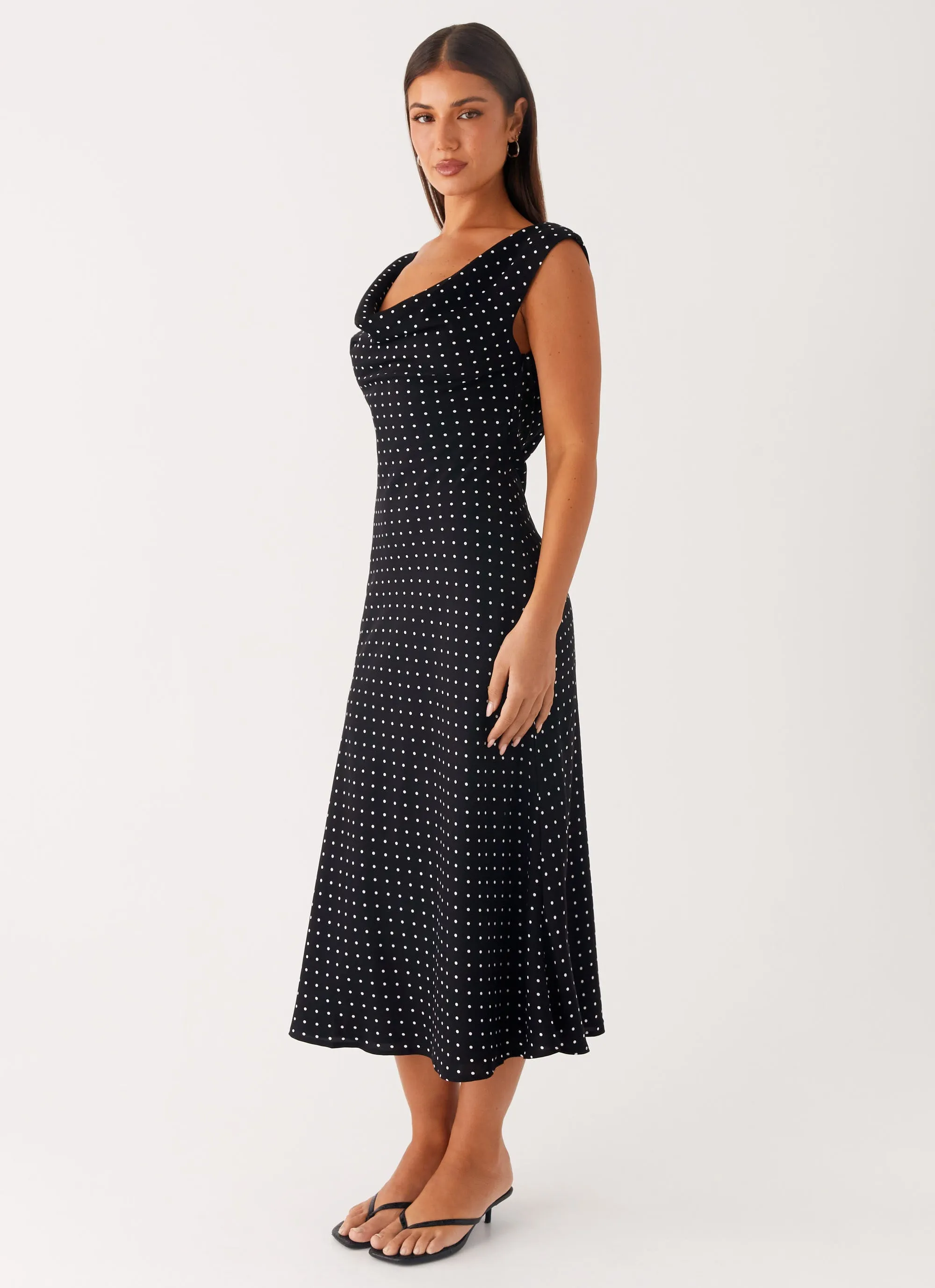 Role Model Maxi Dress - Black Polka Dot Luxe Fit