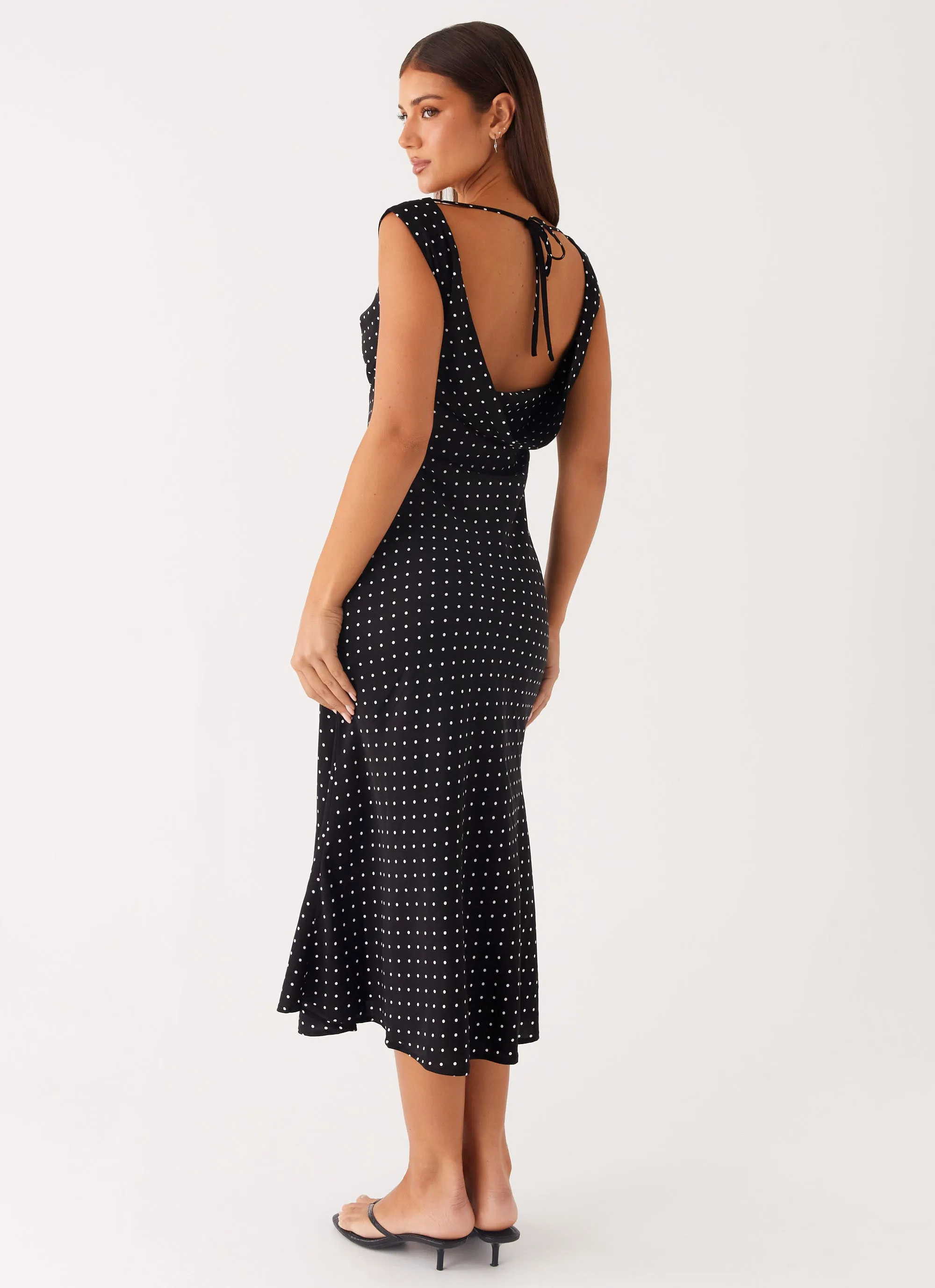 Role Model Maxi Dress - Black Polka Dot Clean Touch Office Wear