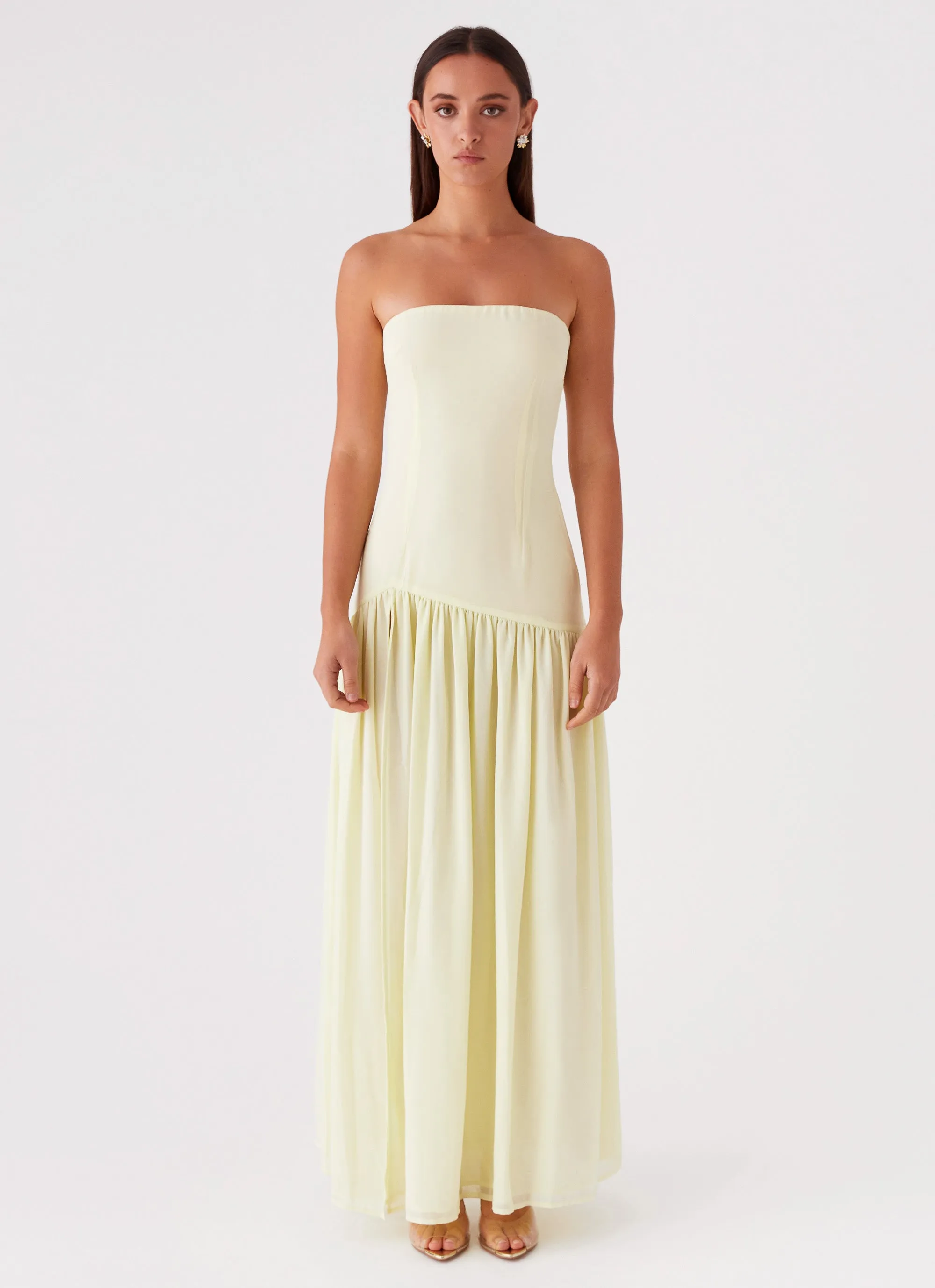 Eden Strapless Maxi Dress - Yellow Spring Flow Soft Structure
