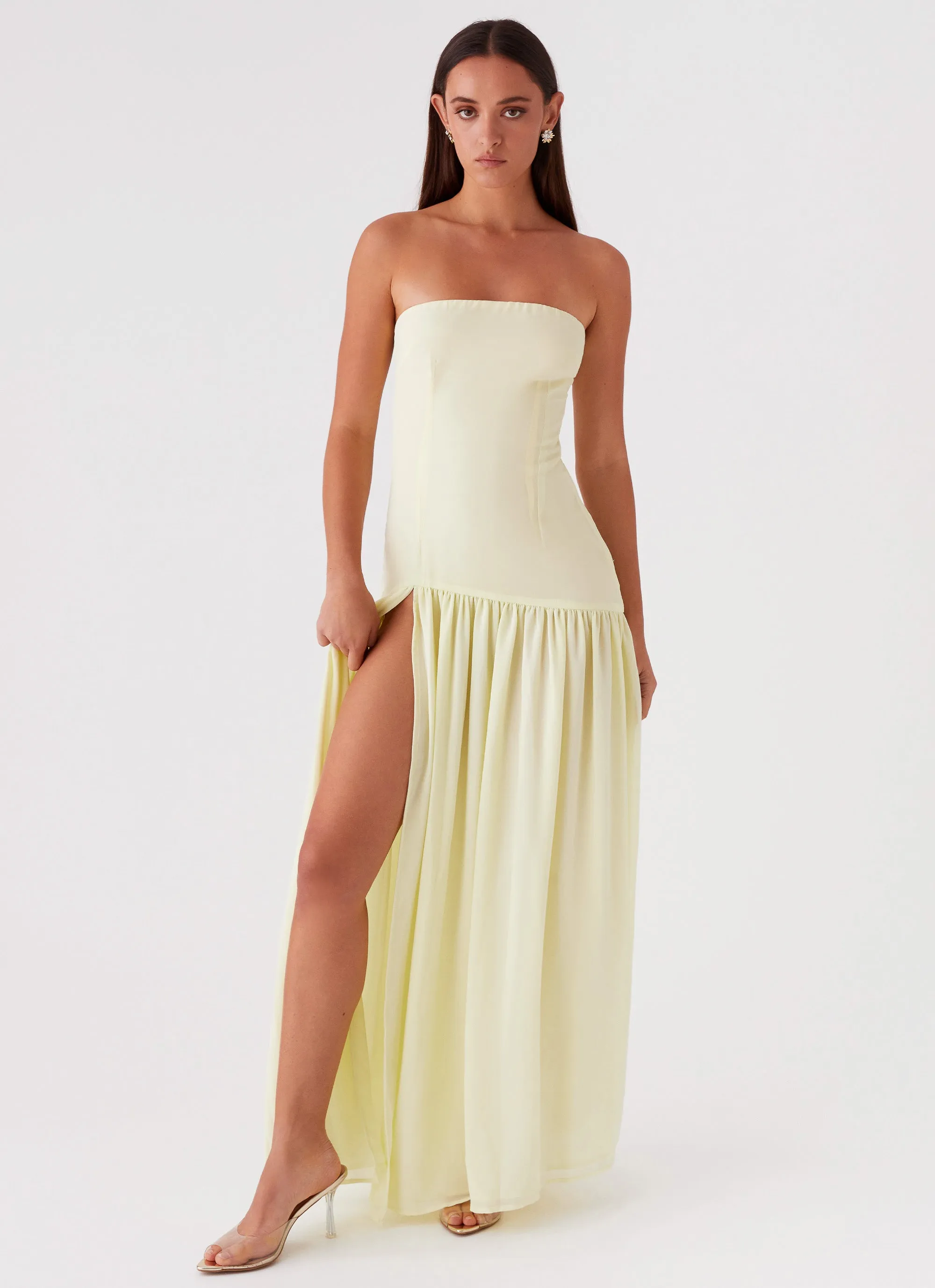 Fresh Glow Timeless Shape Eden Strapless Maxi Dress - Yellow
