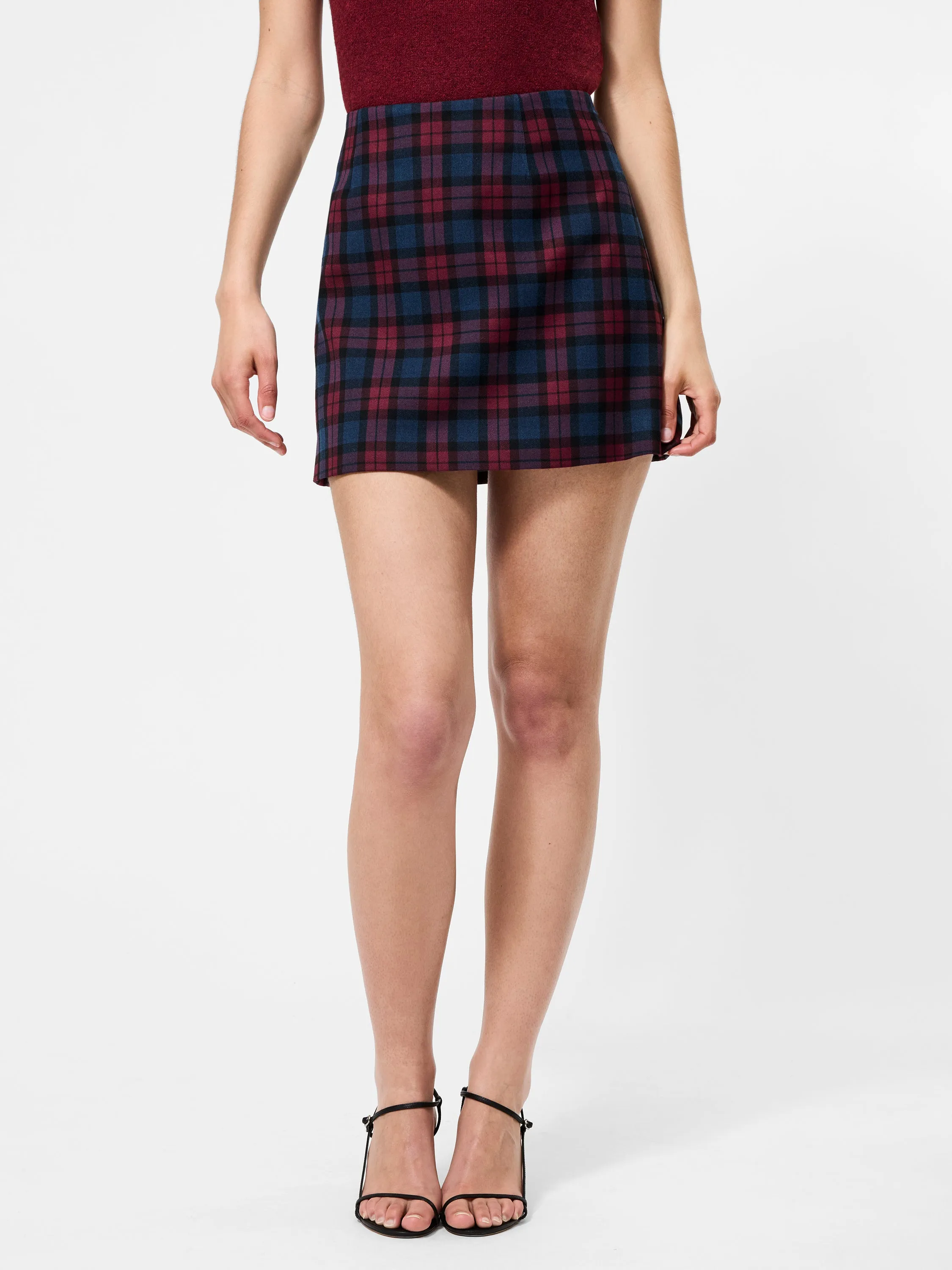 Melba Plaid Suiting Mini Skirt Neutral palette
