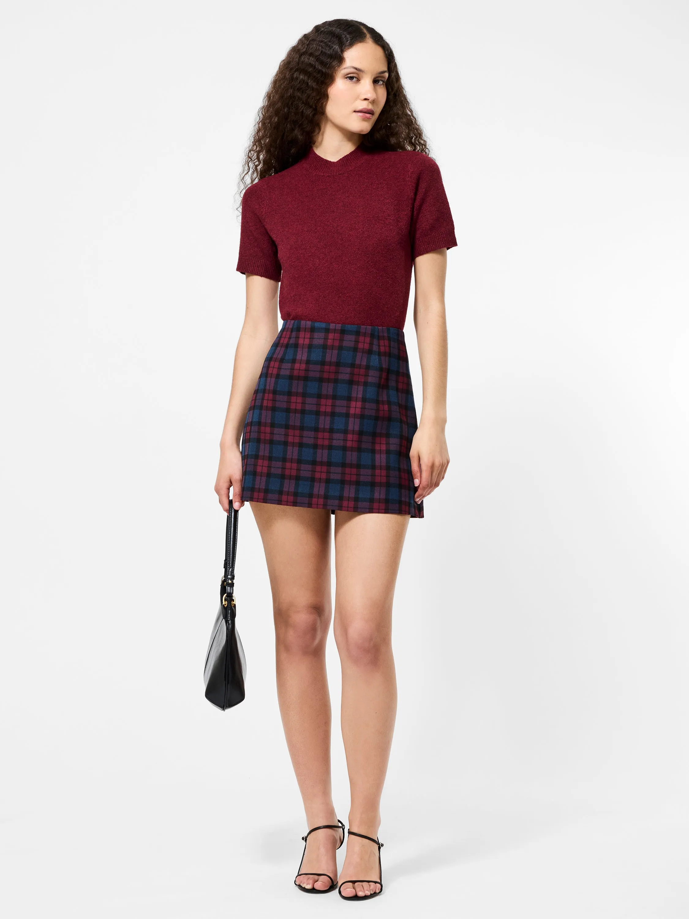 Melba Plaid Suiting Mini Skirt Low Maintenance Fabric