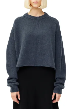 Layered Stitch Details Luminous Thread Accents Karine Sweater in Night Fall
