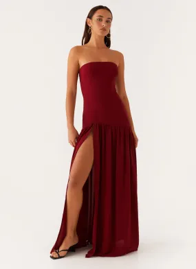 Eden Strapless Maxi Dress - Maroon Dream Look