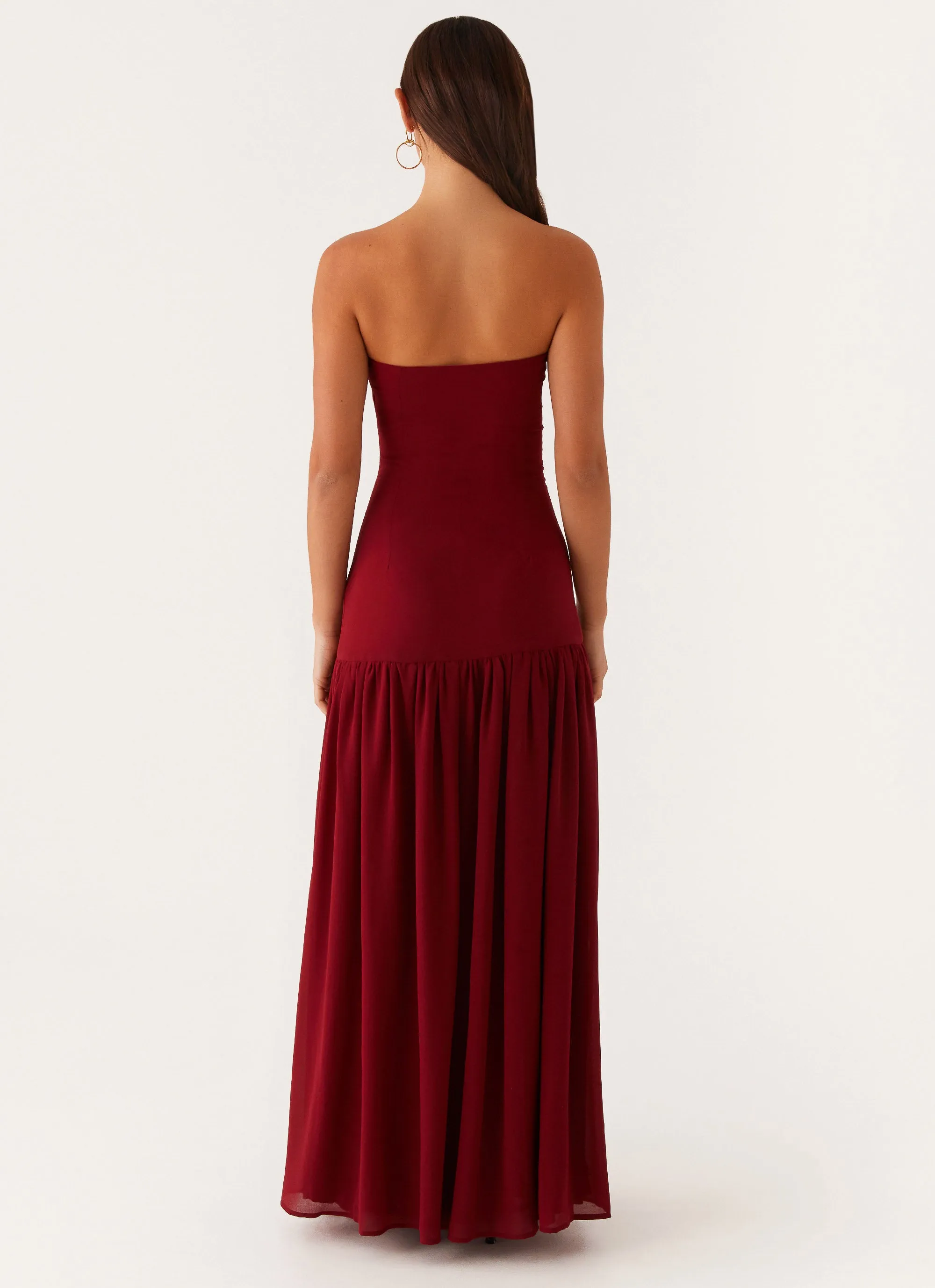 Eden Strapless Maxi Dress - Maroon Versatile Wearable