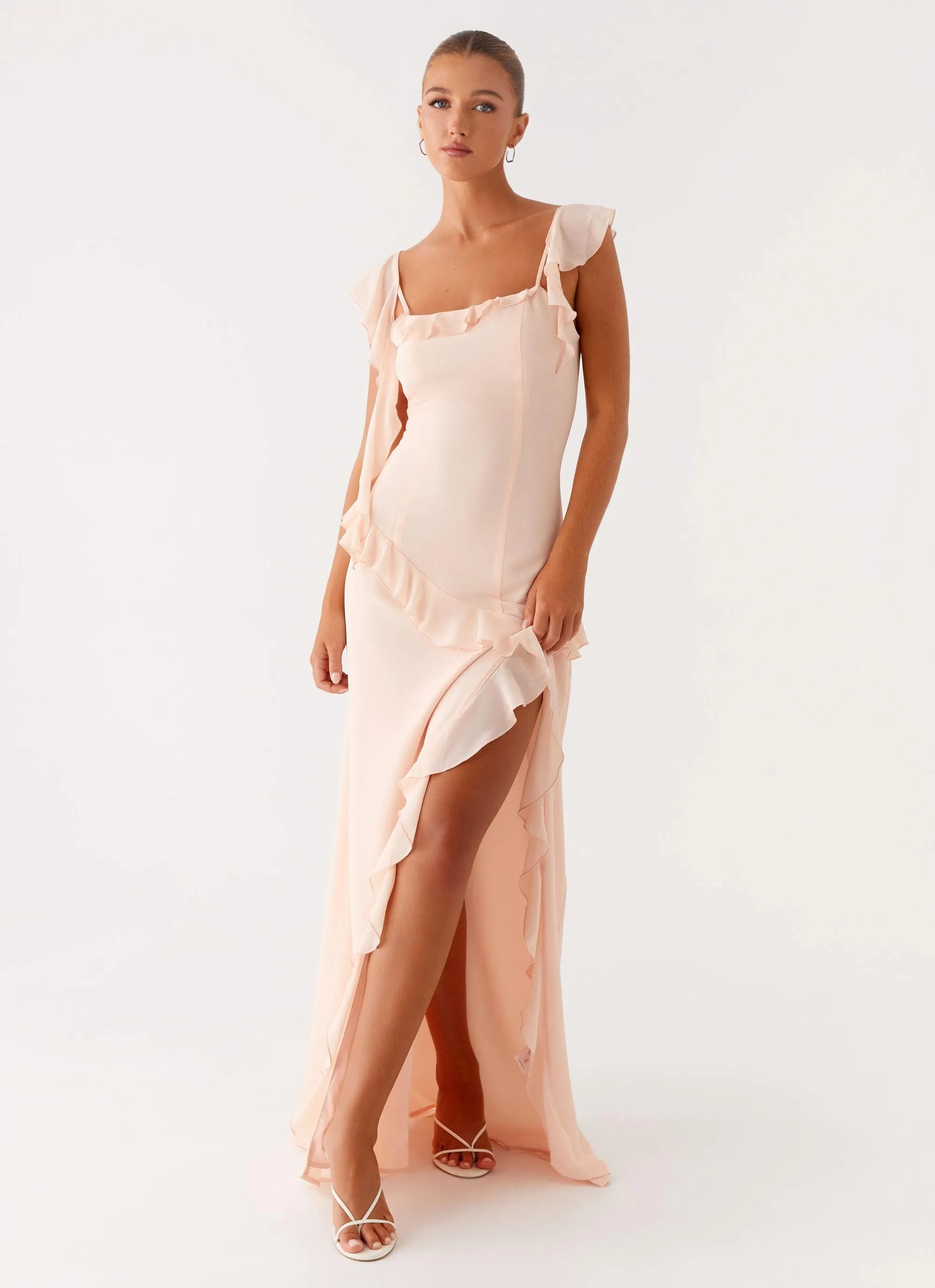 Naya Maxi Dress - Peach Summer Fashion Night Appeal