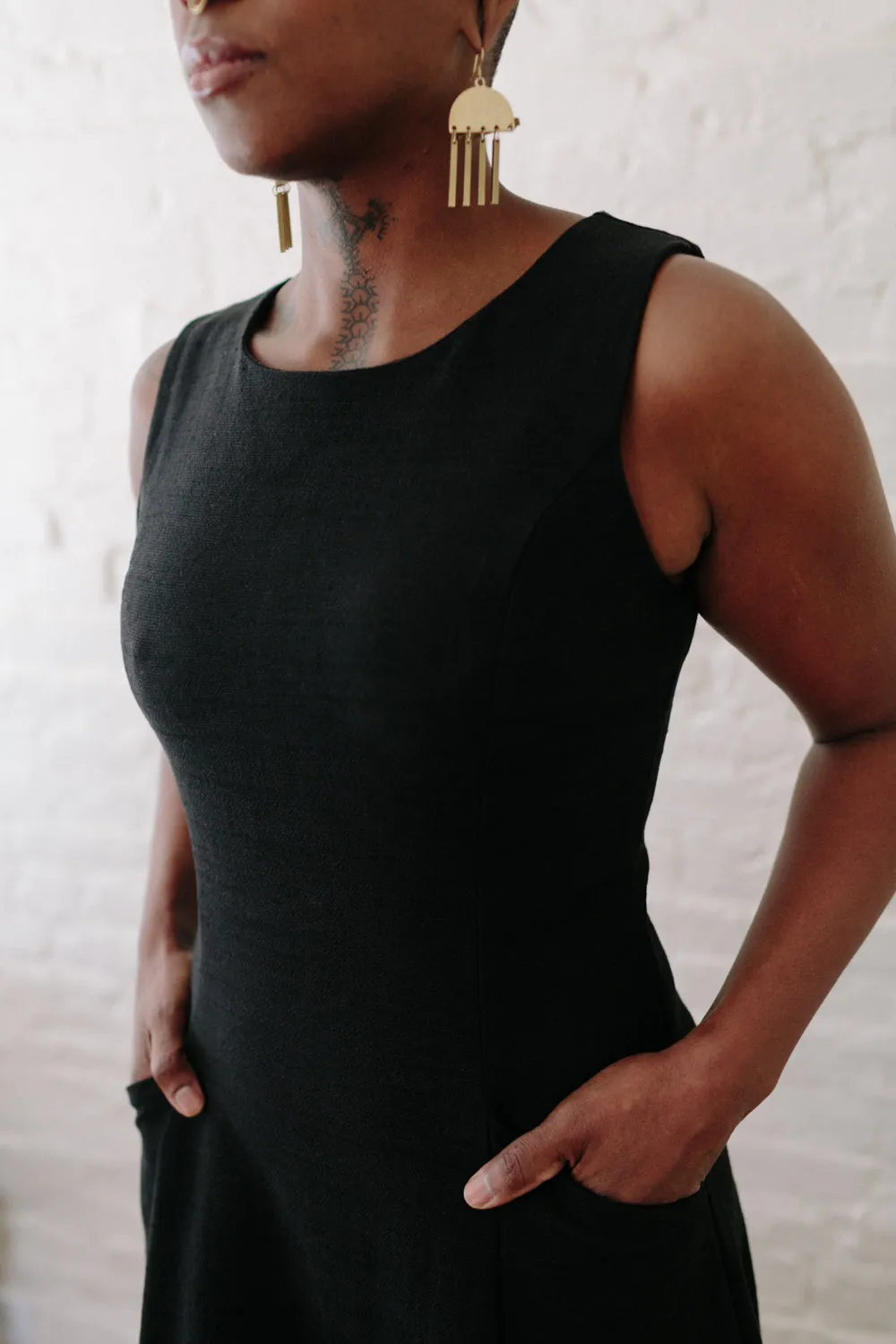 City Style Lori Dress in Black Linen