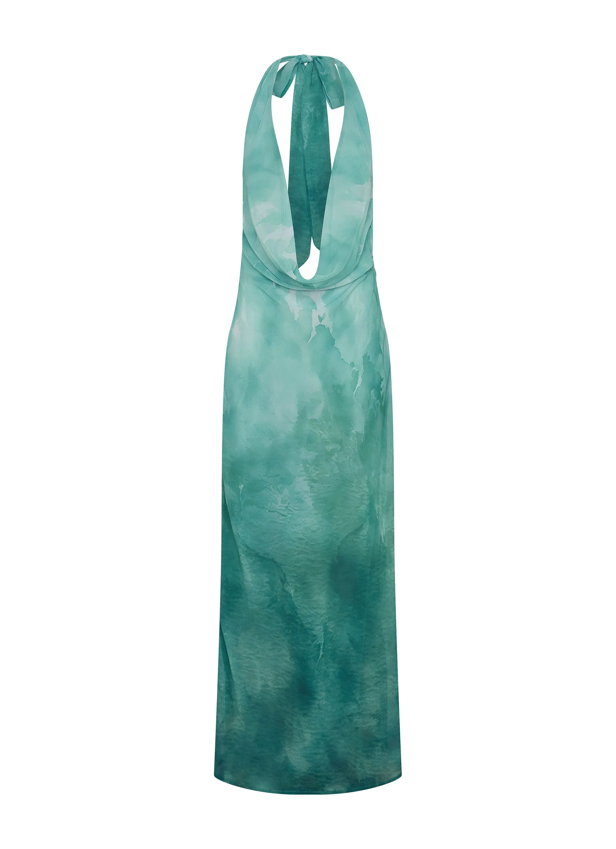 Nerissa Cowl Neck Maxi Dress - Green Tie Dye Fresh Form Seasonal Must-Have