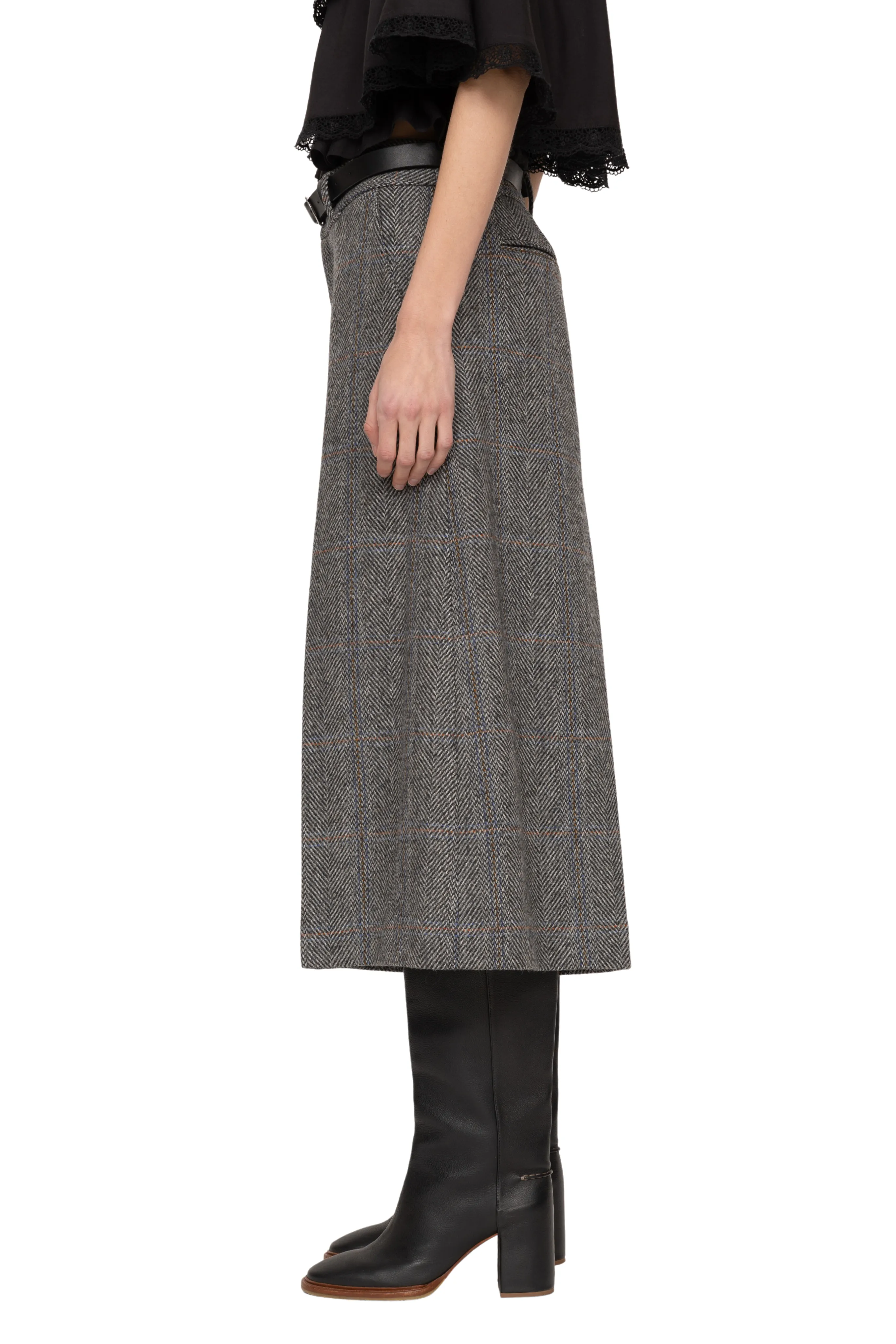 Eleni Culotte Pants with Leather Belt Comfort Style