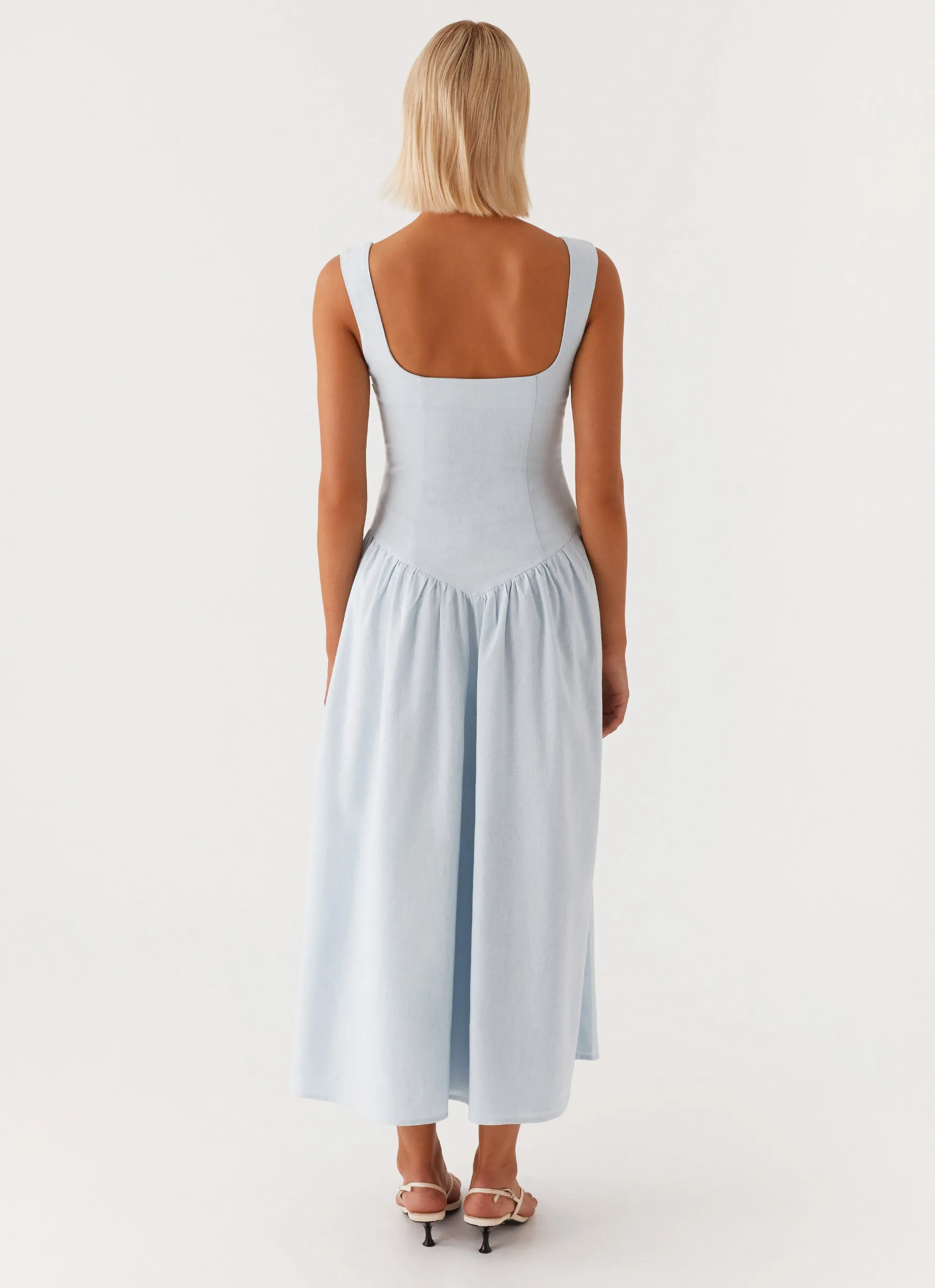 Suzie Midi Dress - Blue Flowy-Shape Dreamy Texture