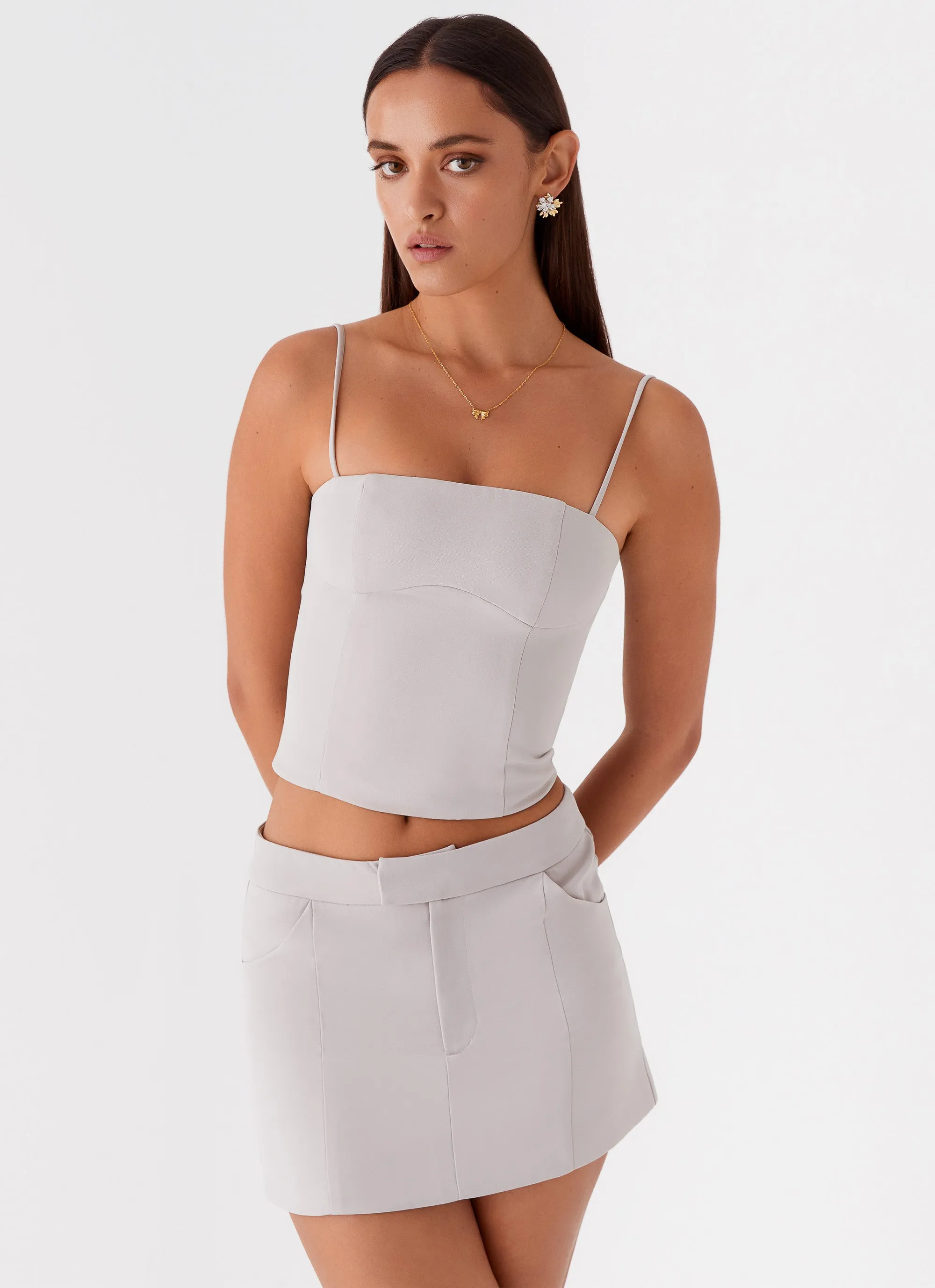 Eliana Suit Mini Skirt - Grey Natural Look