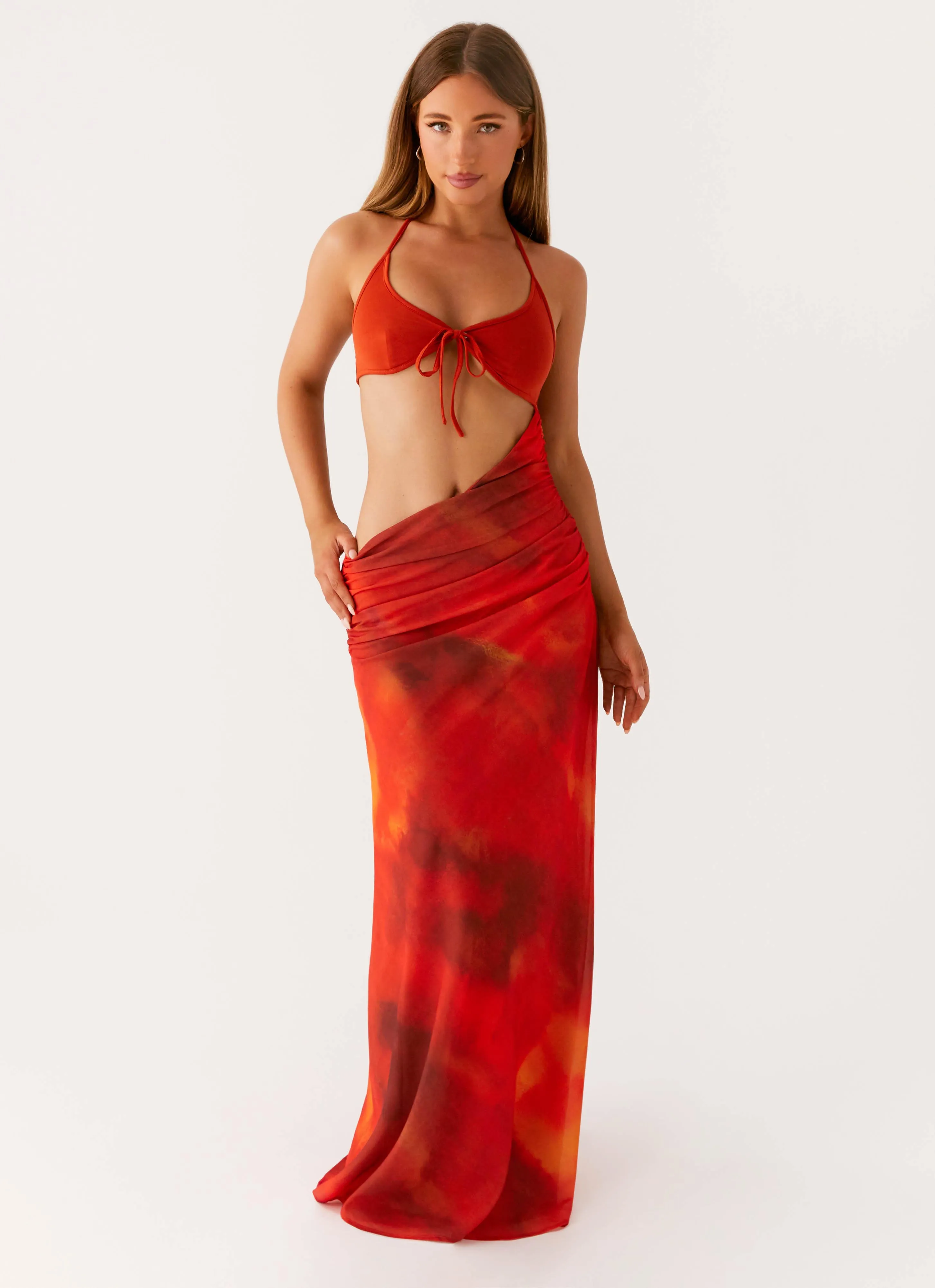 Elixis Maxi Dress - Scarlet Blur AntiFrayEdging