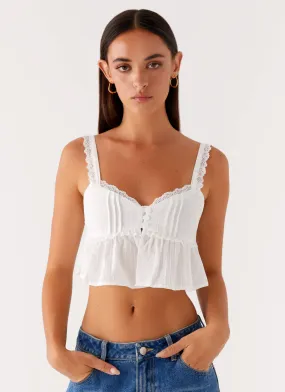 BreathableMeshPanel Elliana Cami Top - White