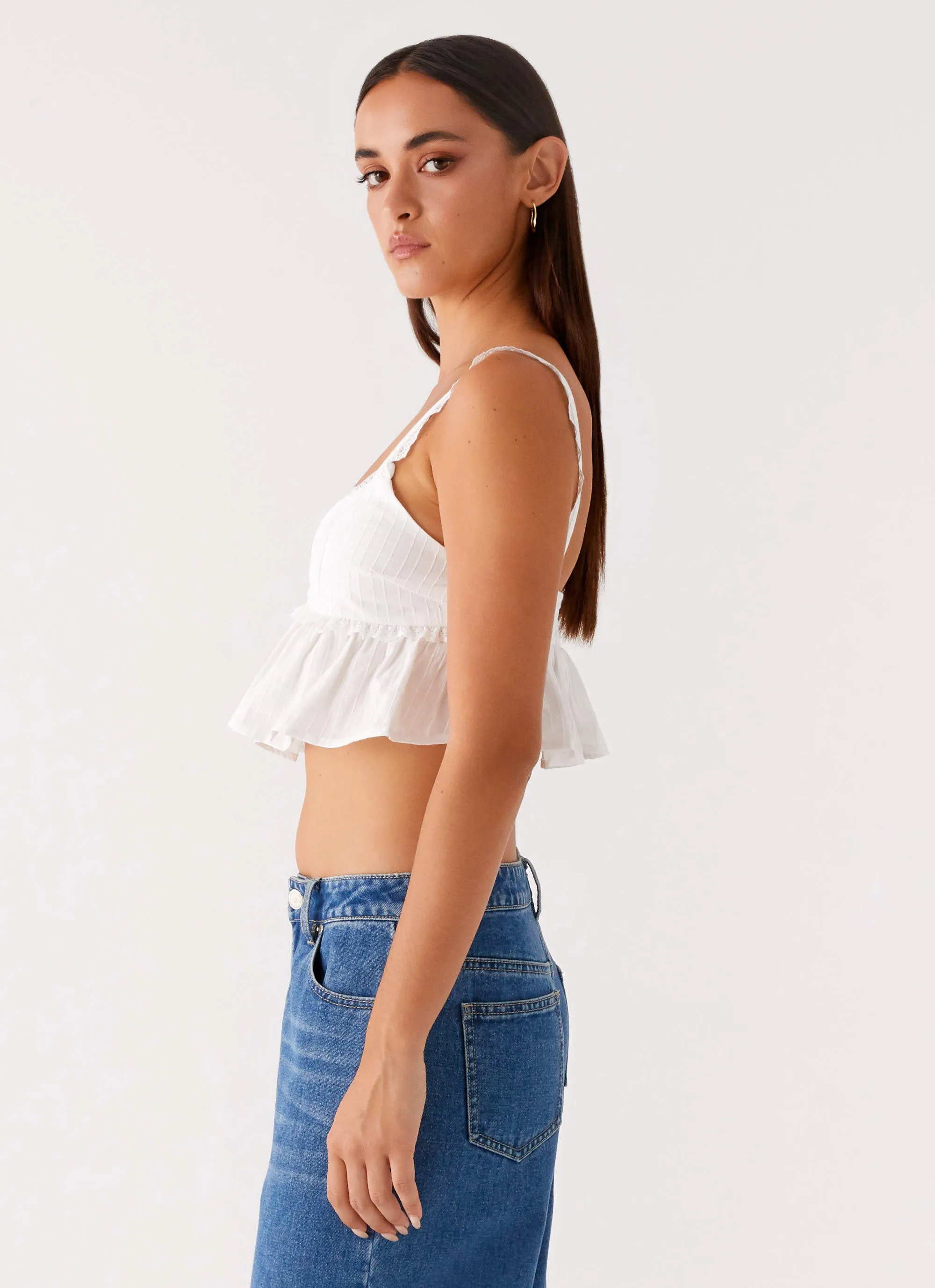 Elliana Cami Top - White Anti Pilling Fabric