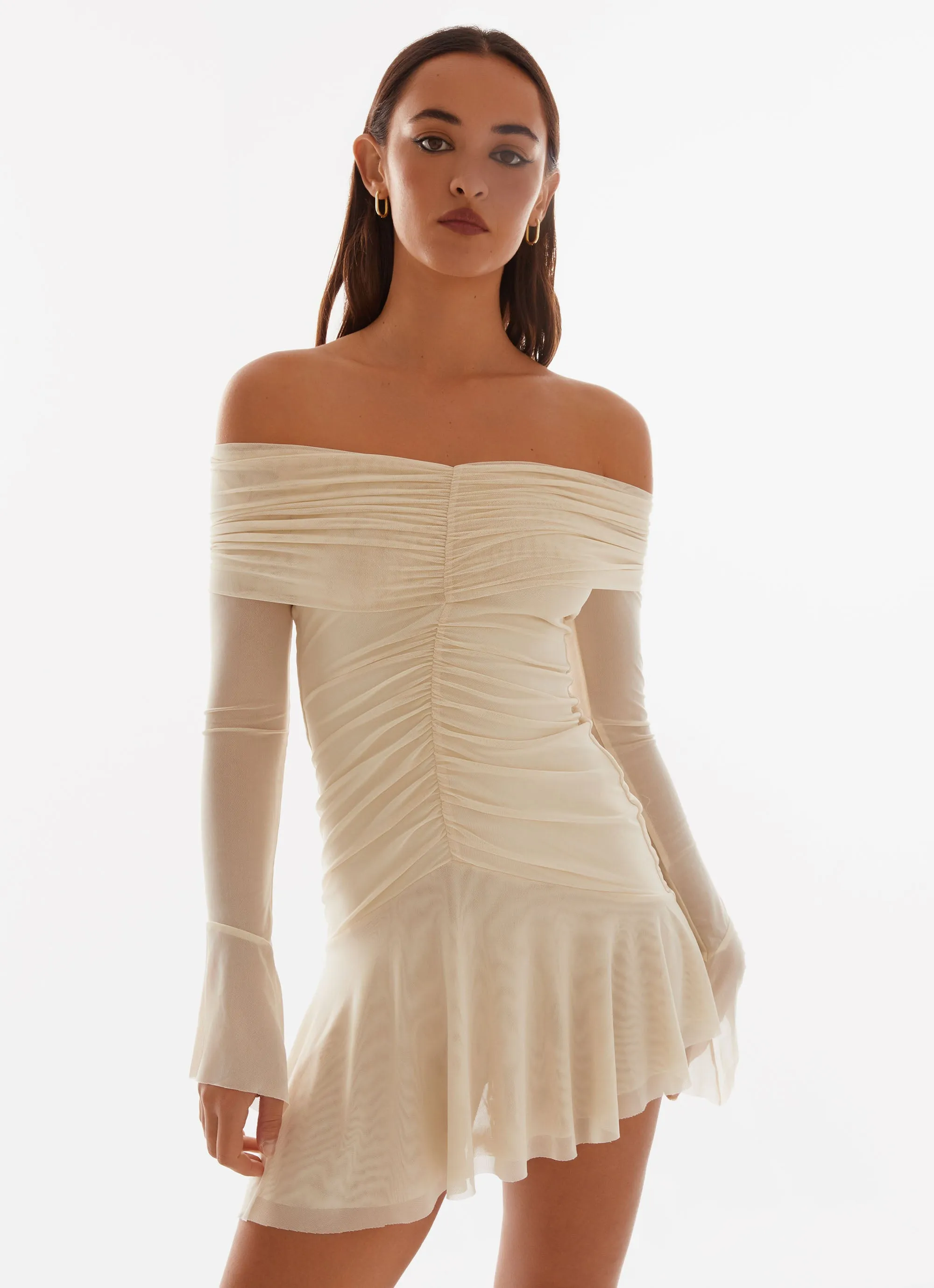 Ellis Ruched Mini Dress - Pastel Yellow Cozy Movement Contemporary Mood