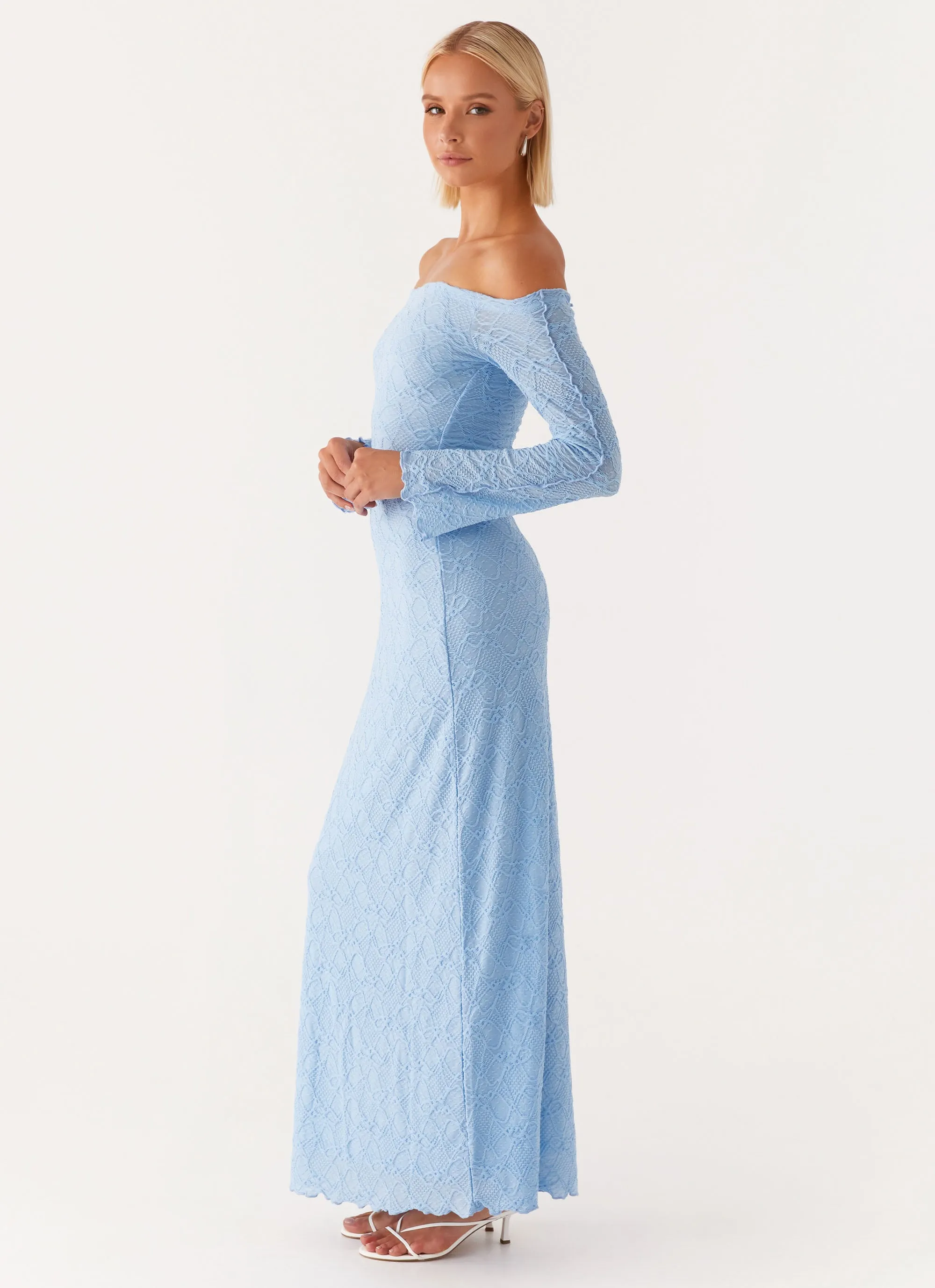 Elouera Maxi Dress - Baby Blue Velvet-Touch