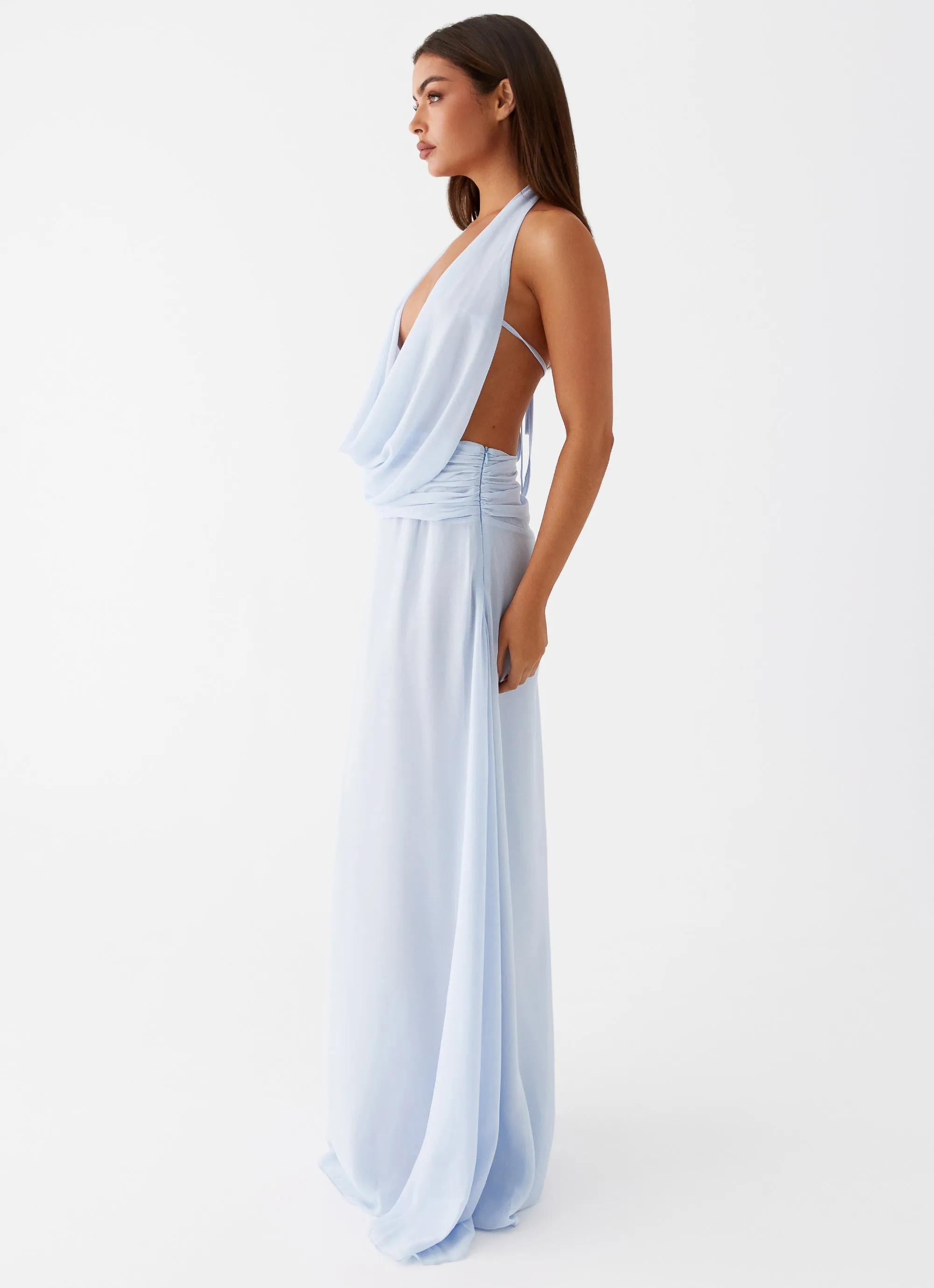 summer look Elysia Chiffon Maxi Dress - Baby Blue