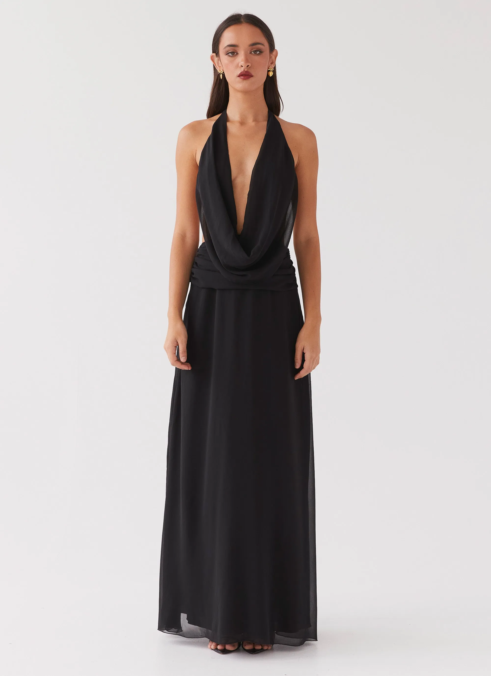 Elysia Chiffon Maxi Dress - Black Casual and Stylish
