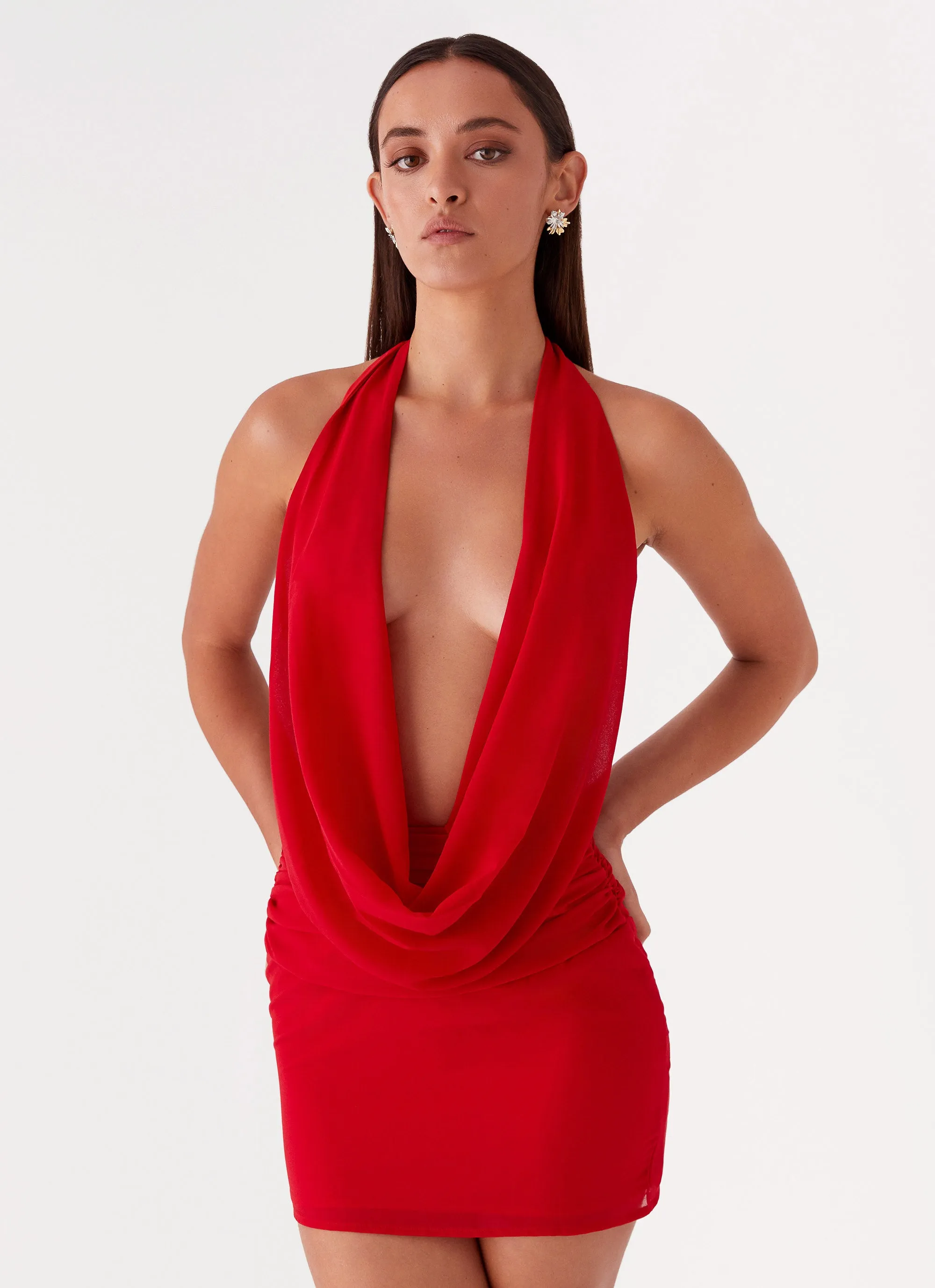 Fresh Detail Sporty Edge Elysia Chiffon Mini Dress - Red