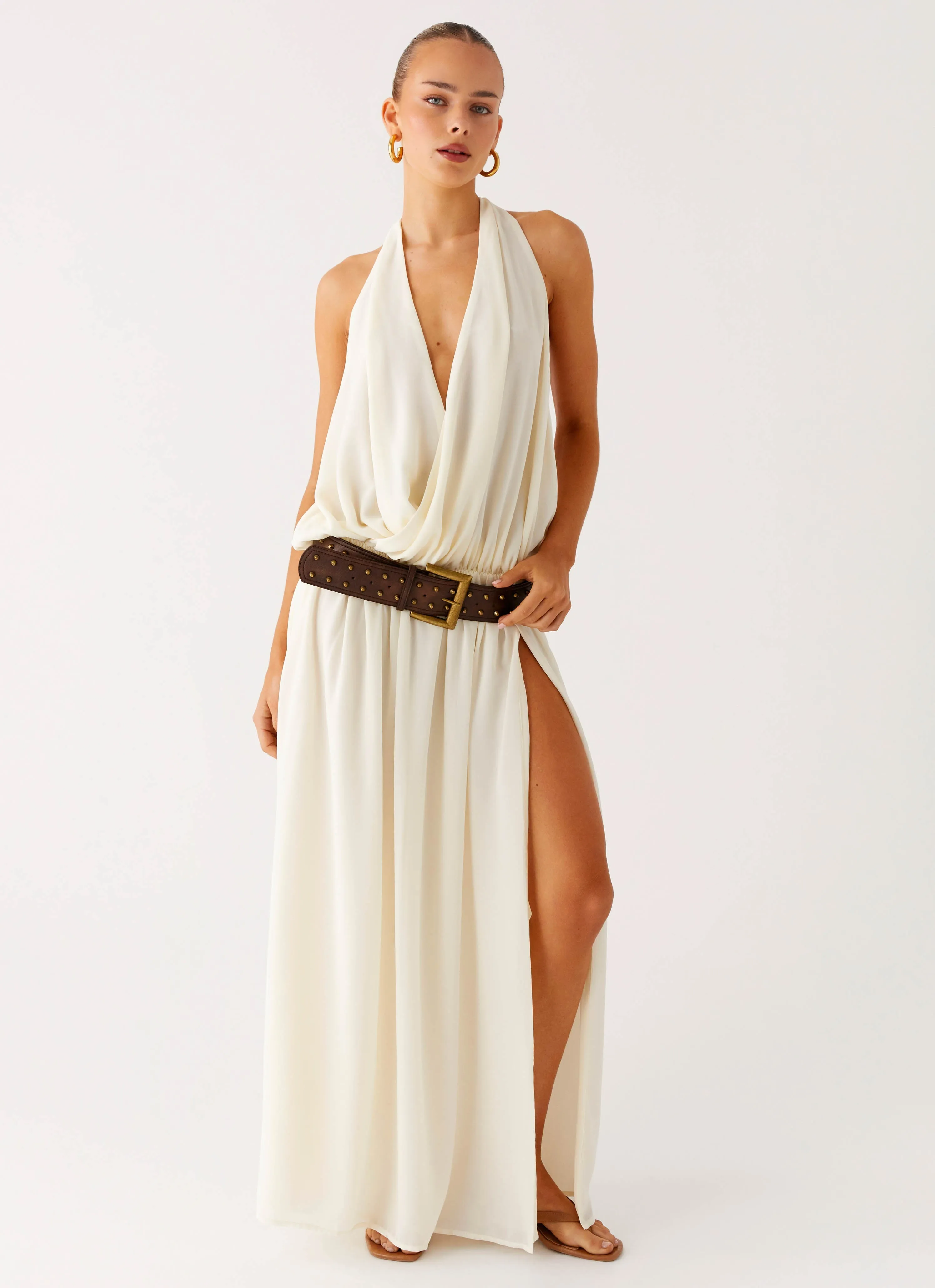 Balanced Texture Narlah Halter Maxi Dress - Ivory