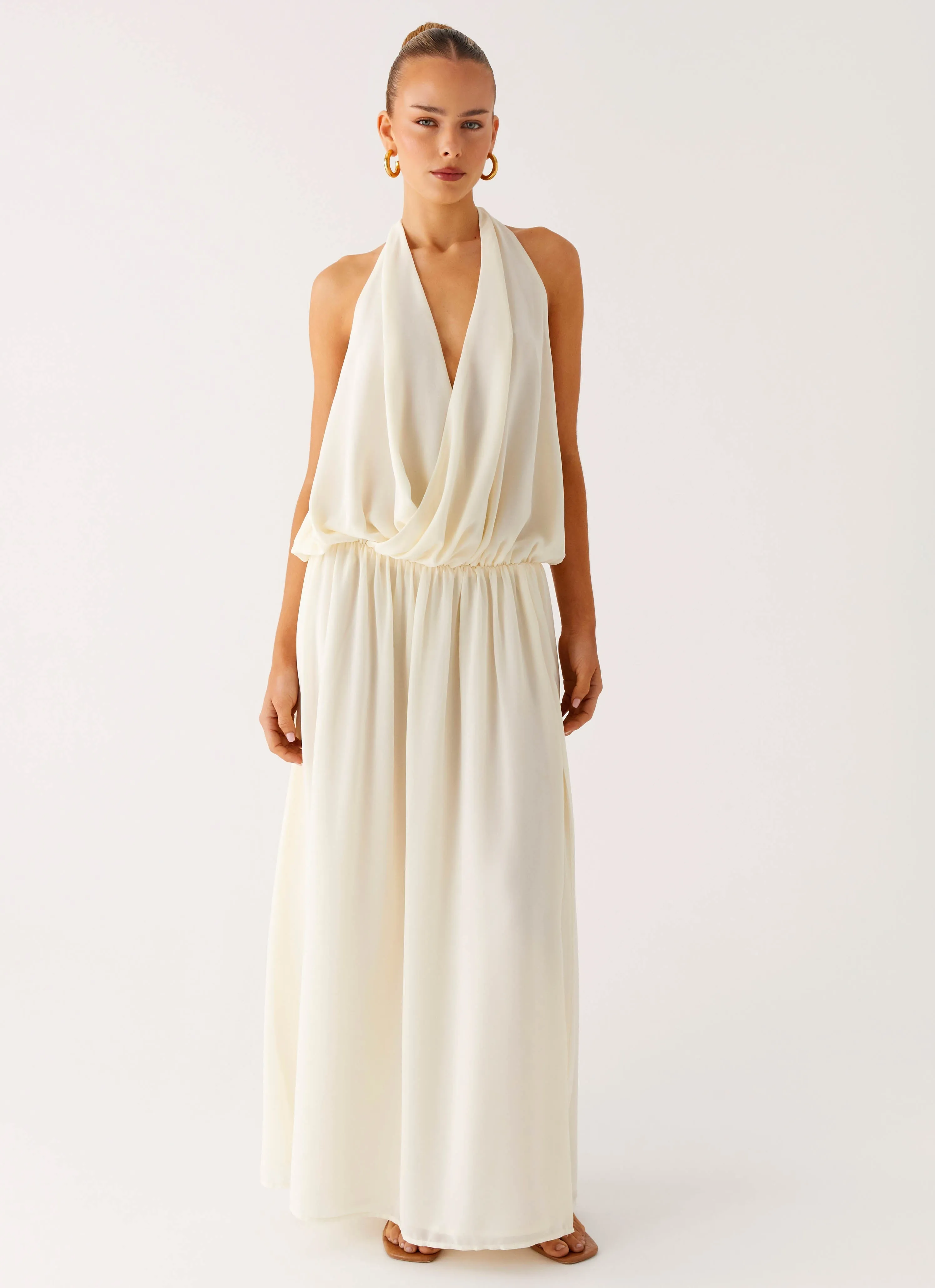 Sweetheart-Neck Narlah Halter Maxi Dress - Ivory