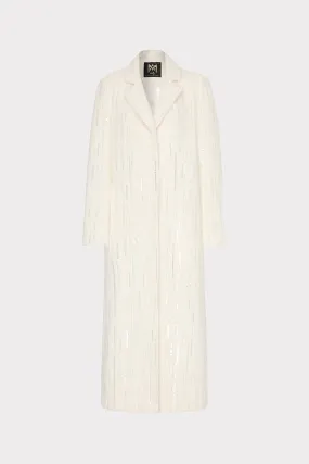 Stitched Look Embellished Faux Mohair Coat