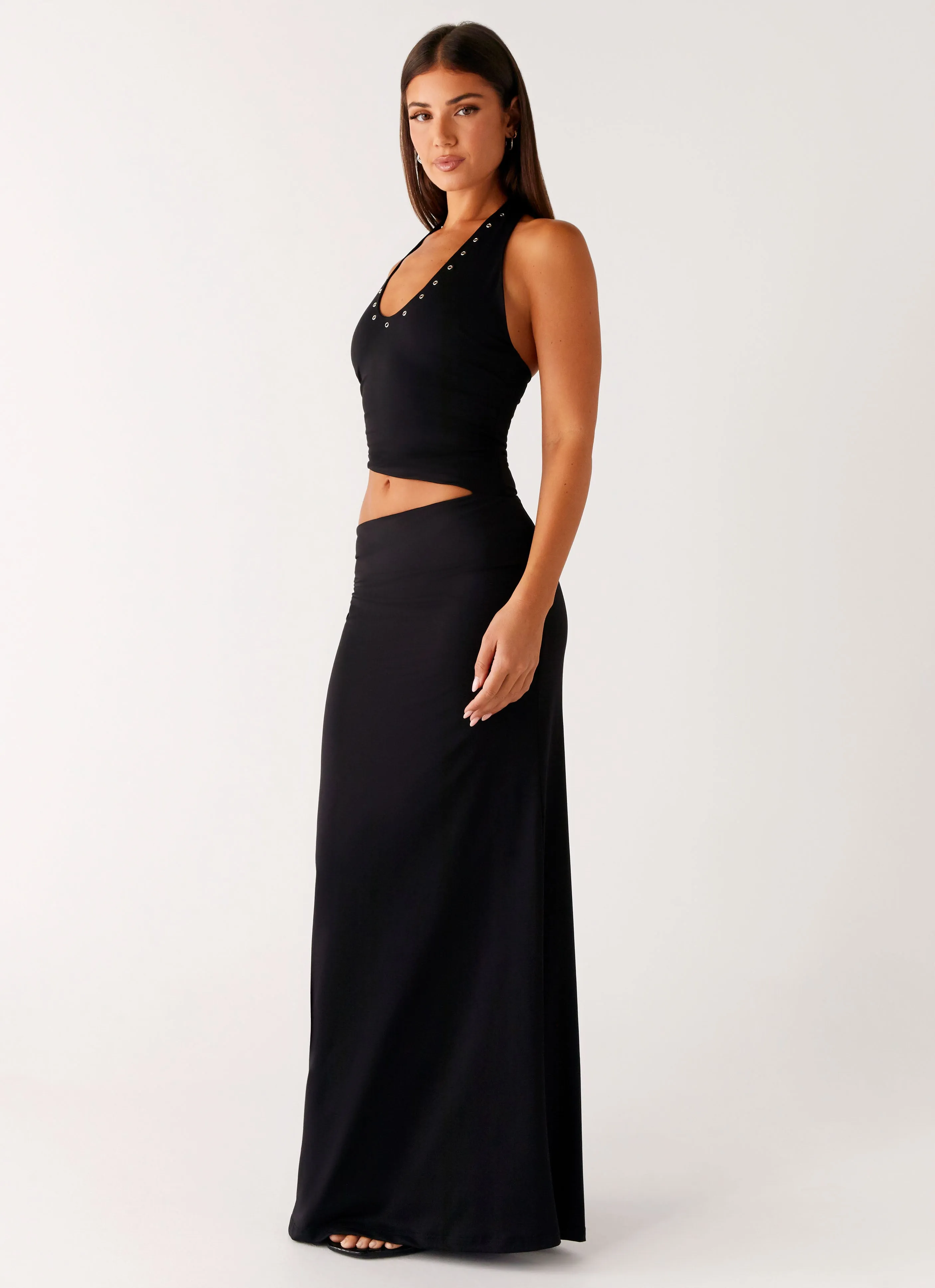 Chella Maxi Dress - Black Chill Design Elegant Outline