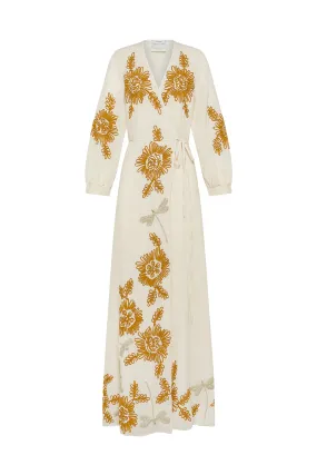 Embroidery Wool Gauze Dress Textured Flow Neutral Tones
