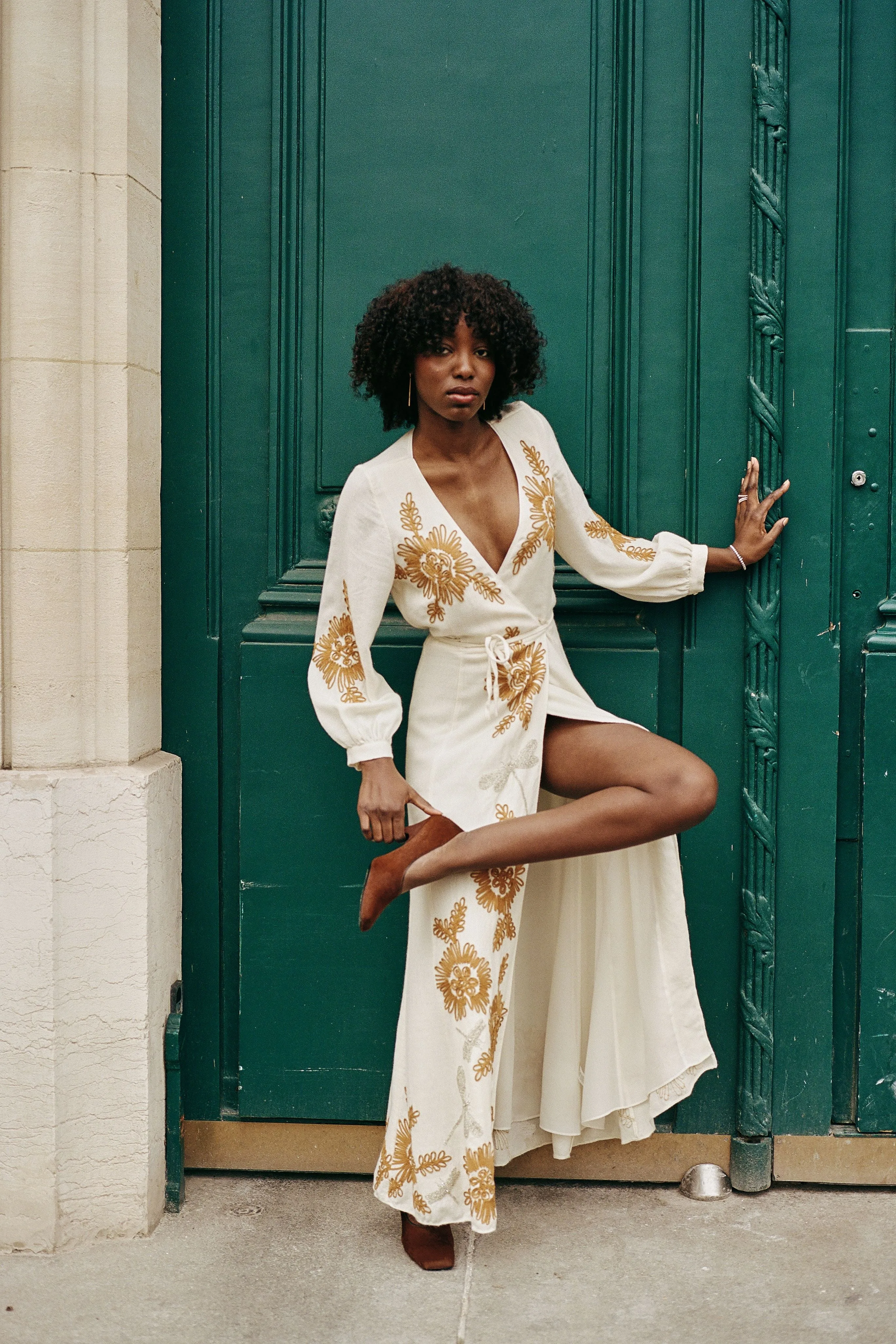 Soft Stitch breathable fabric dress Embroidery Wool Gauze Dress