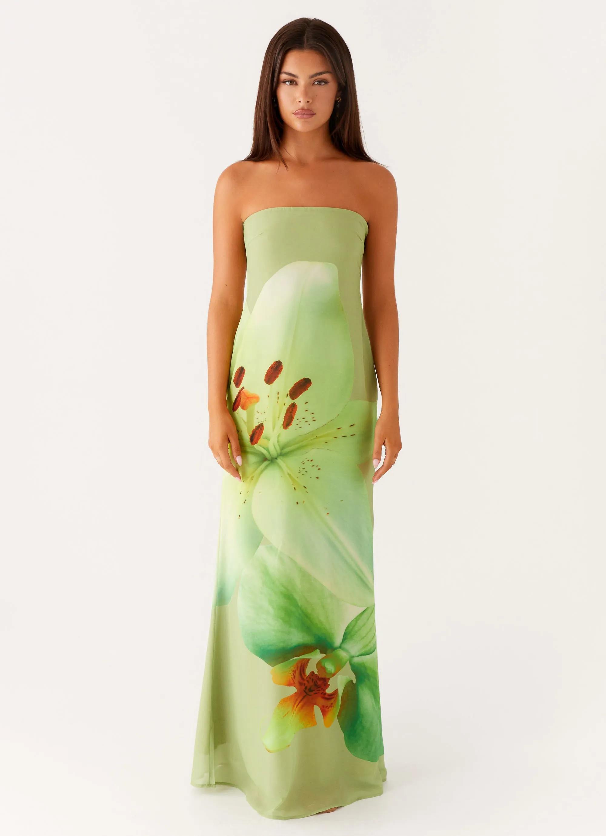 Simple Bow Darcy Maxi Dress - Green Floral