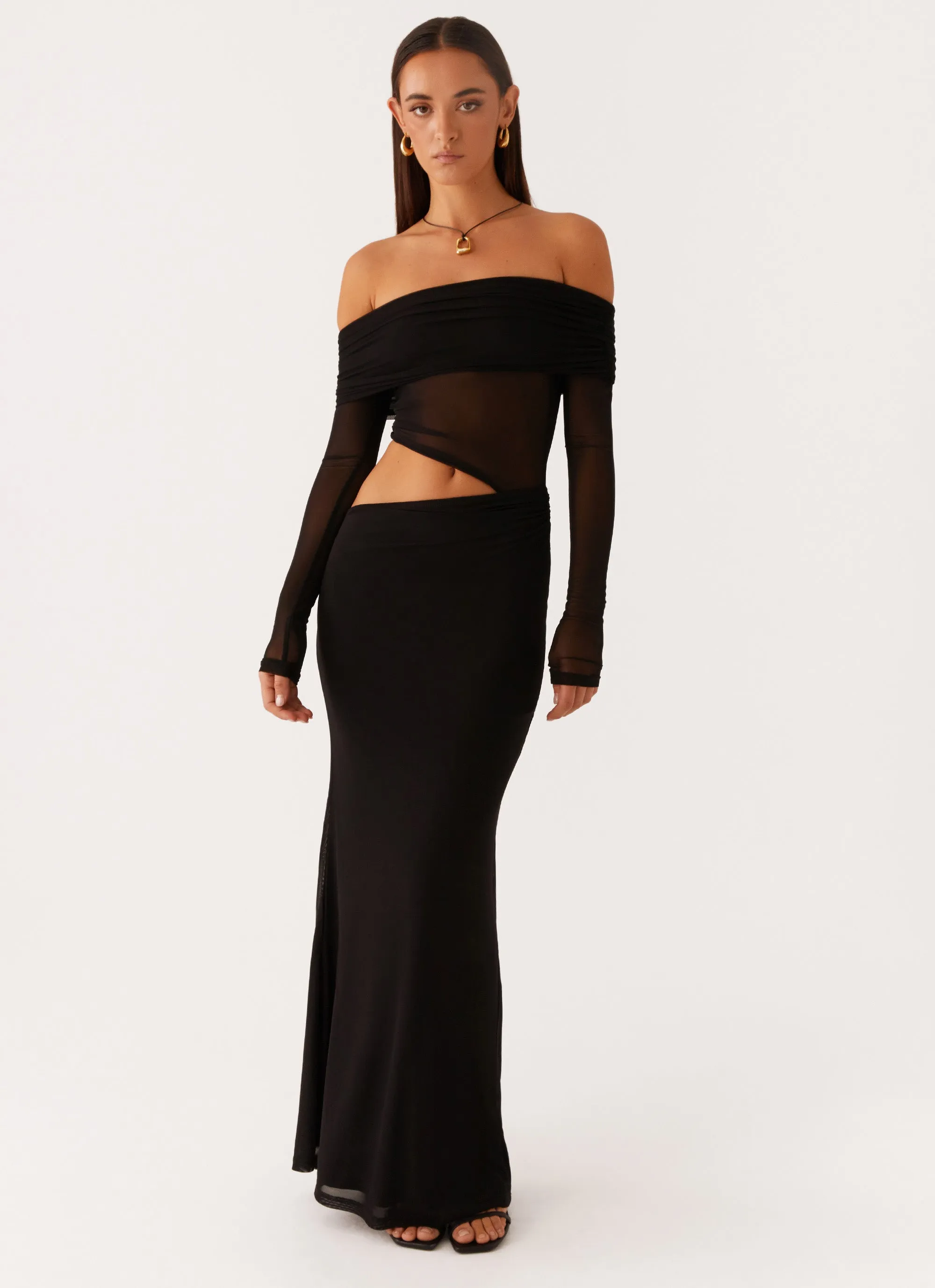 Emery Maxi Dress - Black V-Neck
